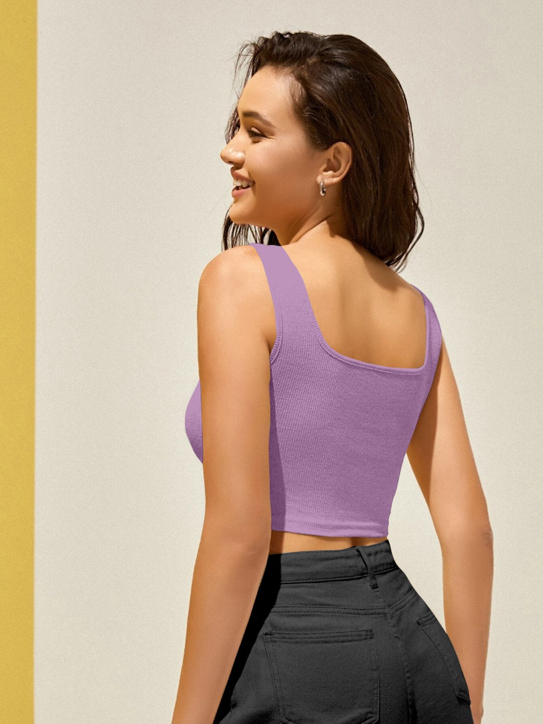 Grey Ribbed Cropped Tank