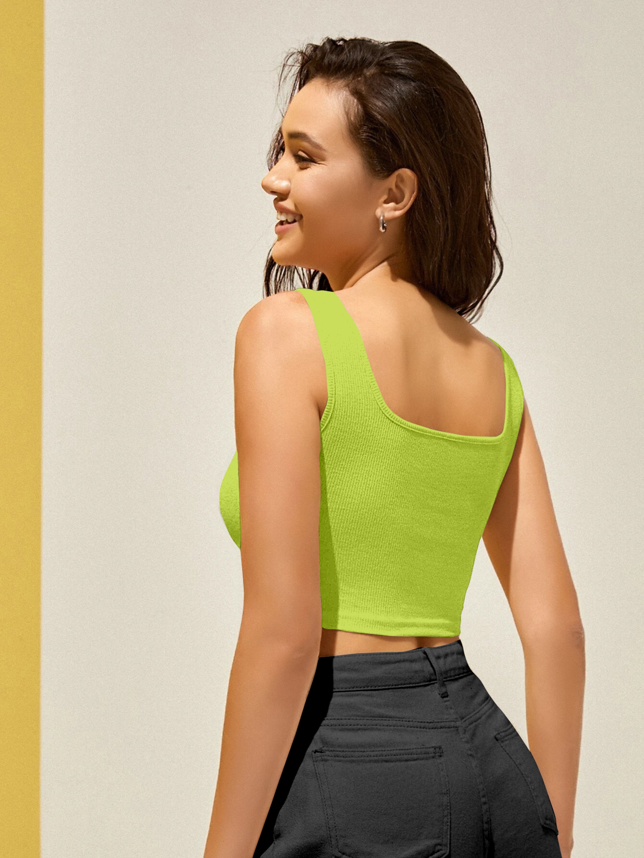 Neon Ribbed Crop Tank
