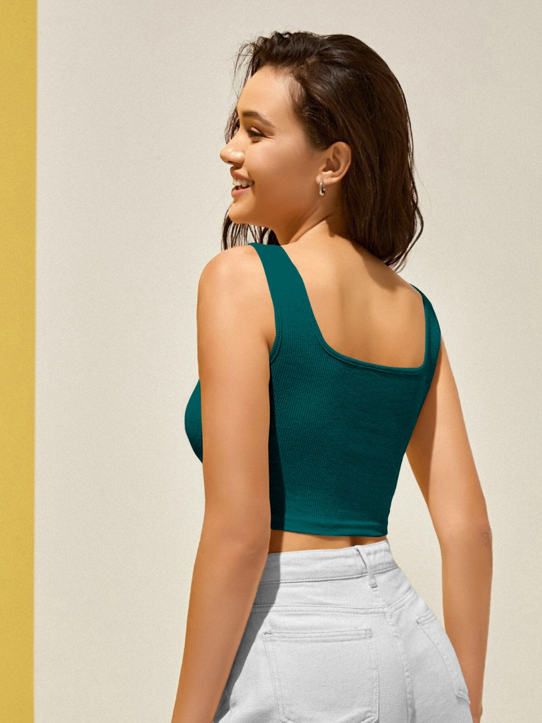 Grey Ribbed Cropped Tank