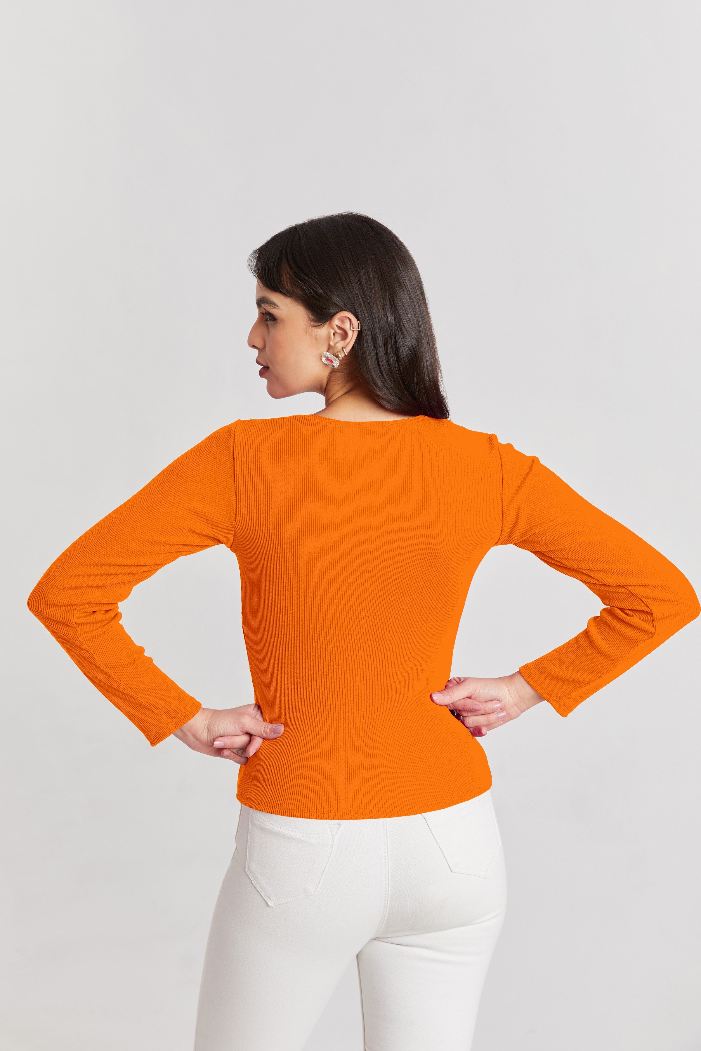 Black Ribbed Square Neck Top