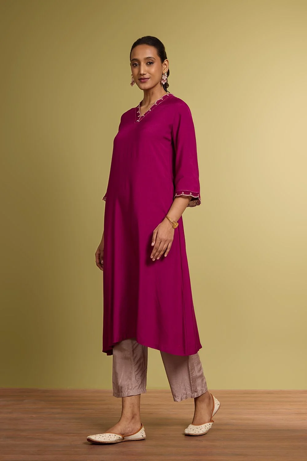 Classic Fuchsia Pink Straight Kurta