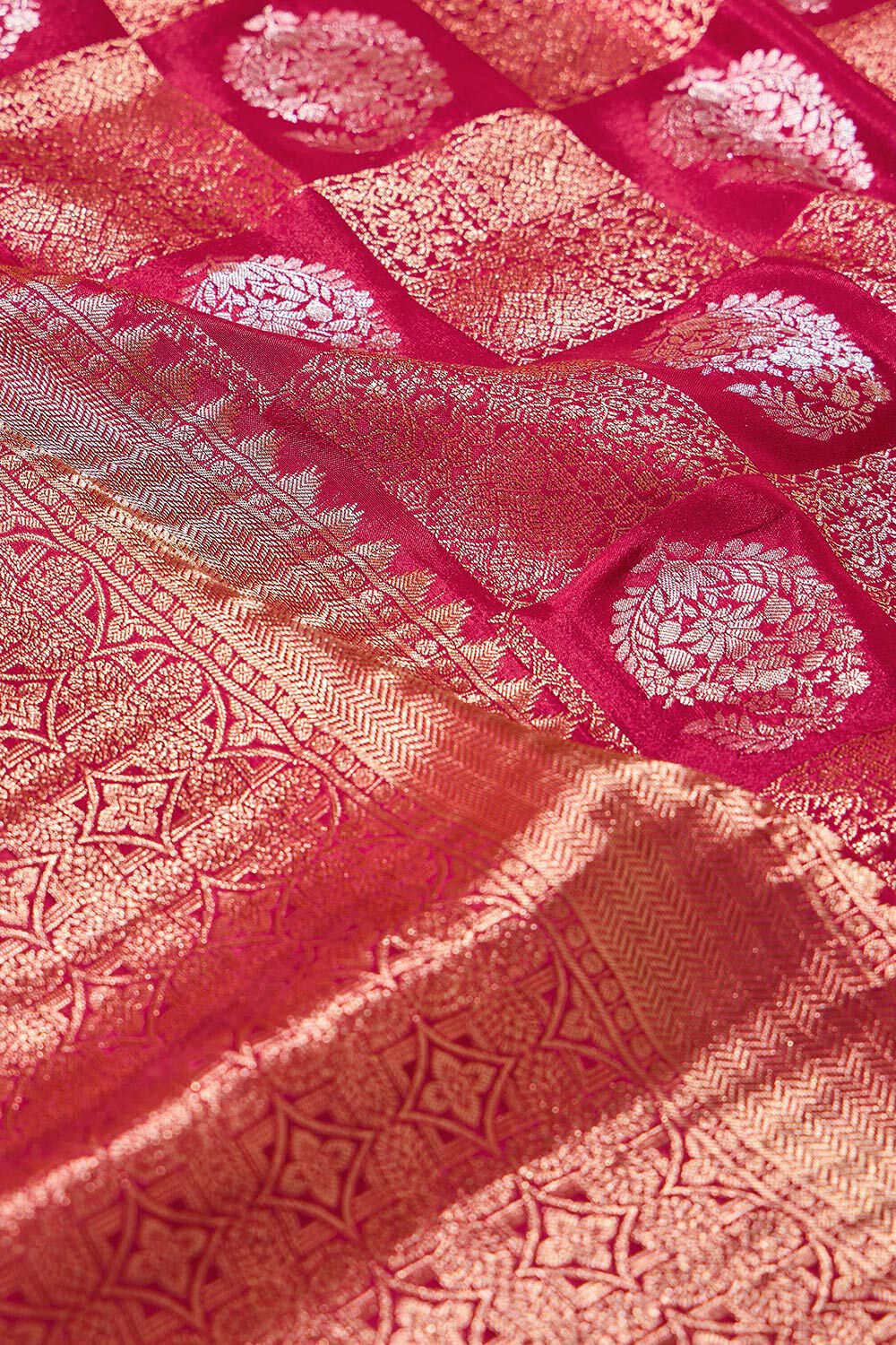 Burnt Orange Cotton Silk Saree with Gold Border