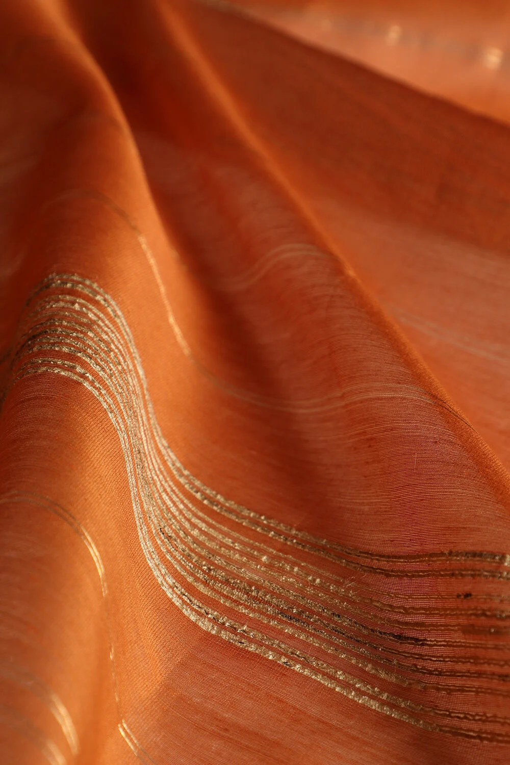 Lime Green & Orange Soft Cotton Saree