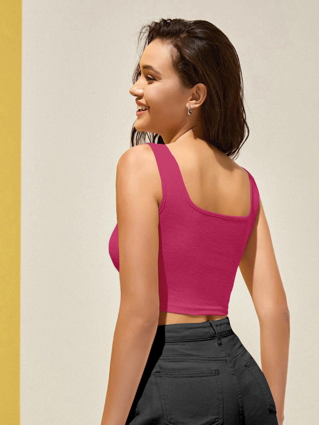 Grey Ribbed Cropped Tank