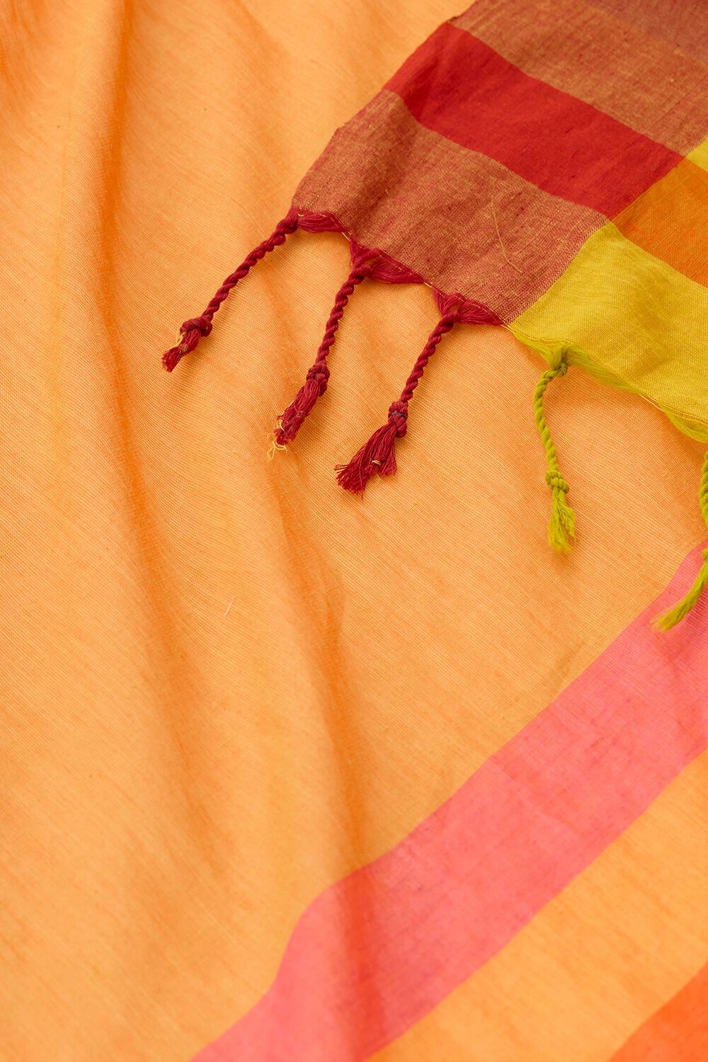 Pastel Pink Linen Saree with Subtle Stripes