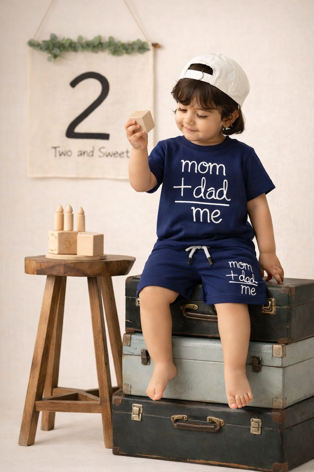 Kids Cotton Co-ord Set – Mom + Dad = Me Print | Red T-shirt & Shorts Set
