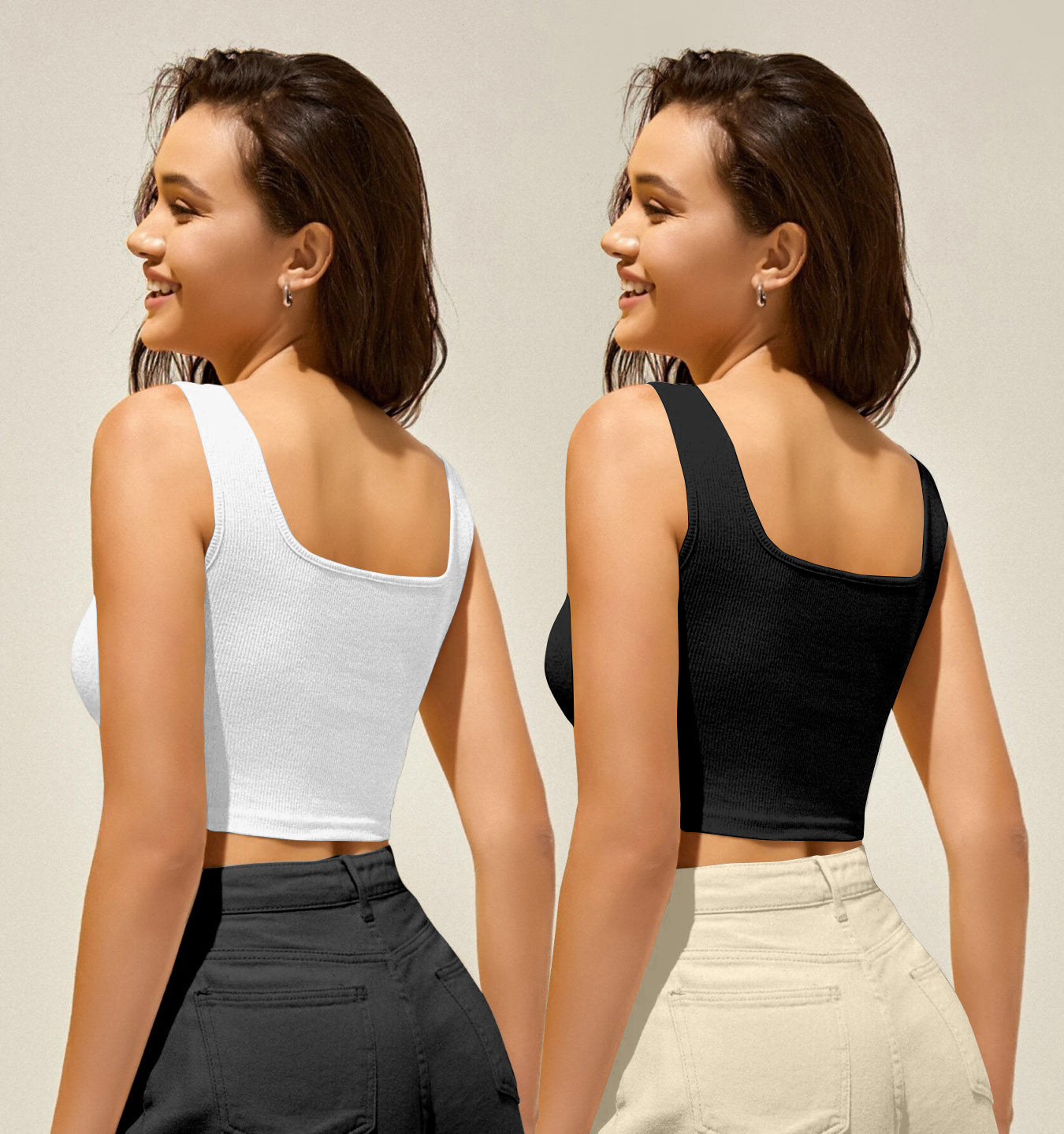 Women’s Ribbed Square Neck Crop Tank Top