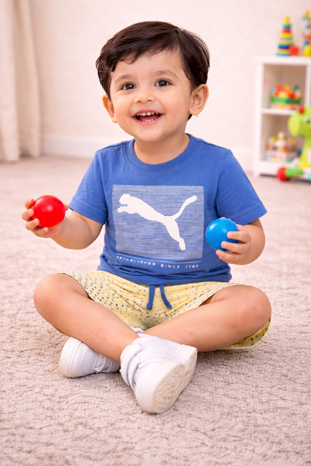 Olive Green Graphic T-Shirt with Printed Shorts Set