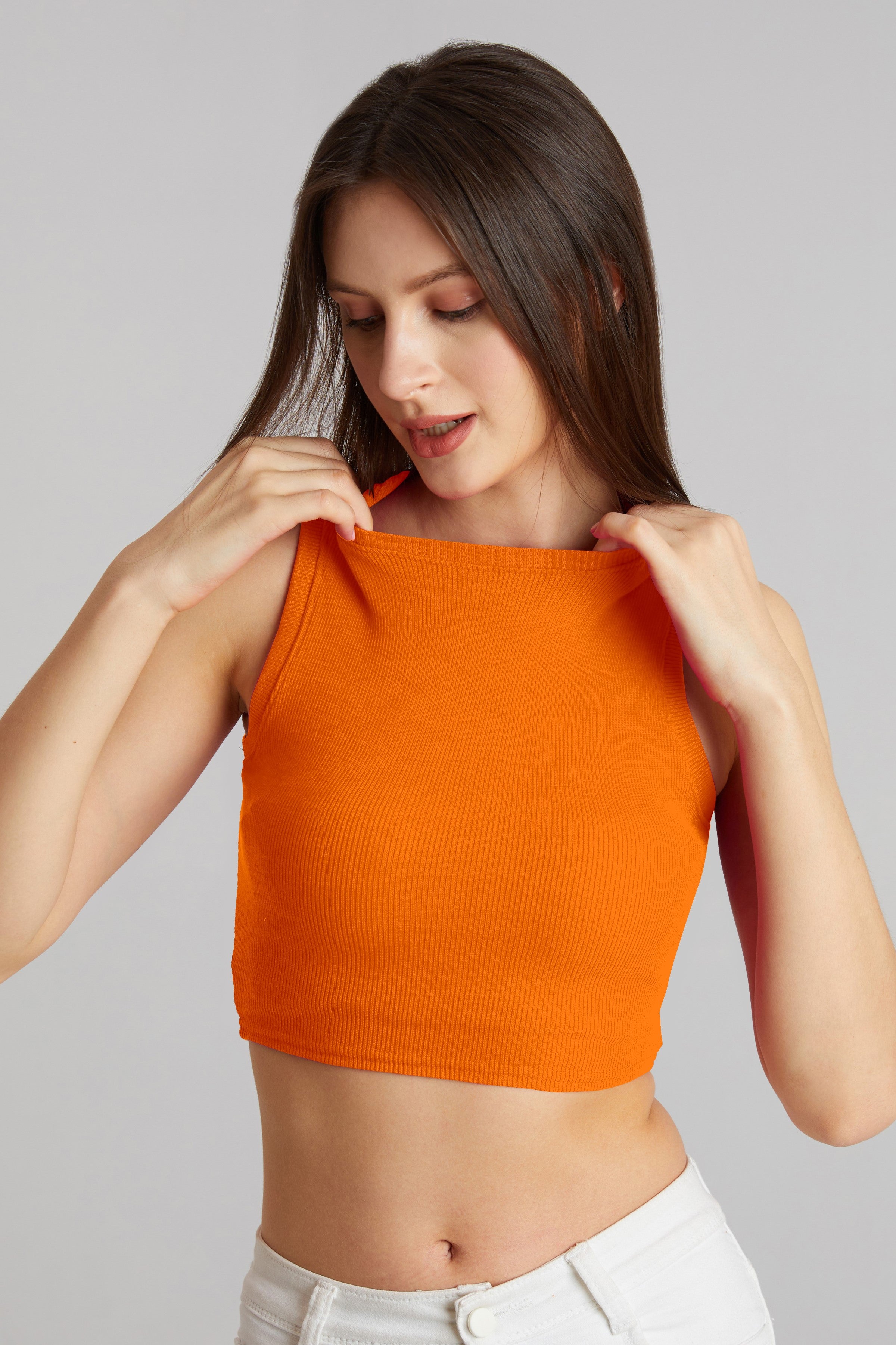 Bold Hot Pink Ribbed Sleeveless Crop Top