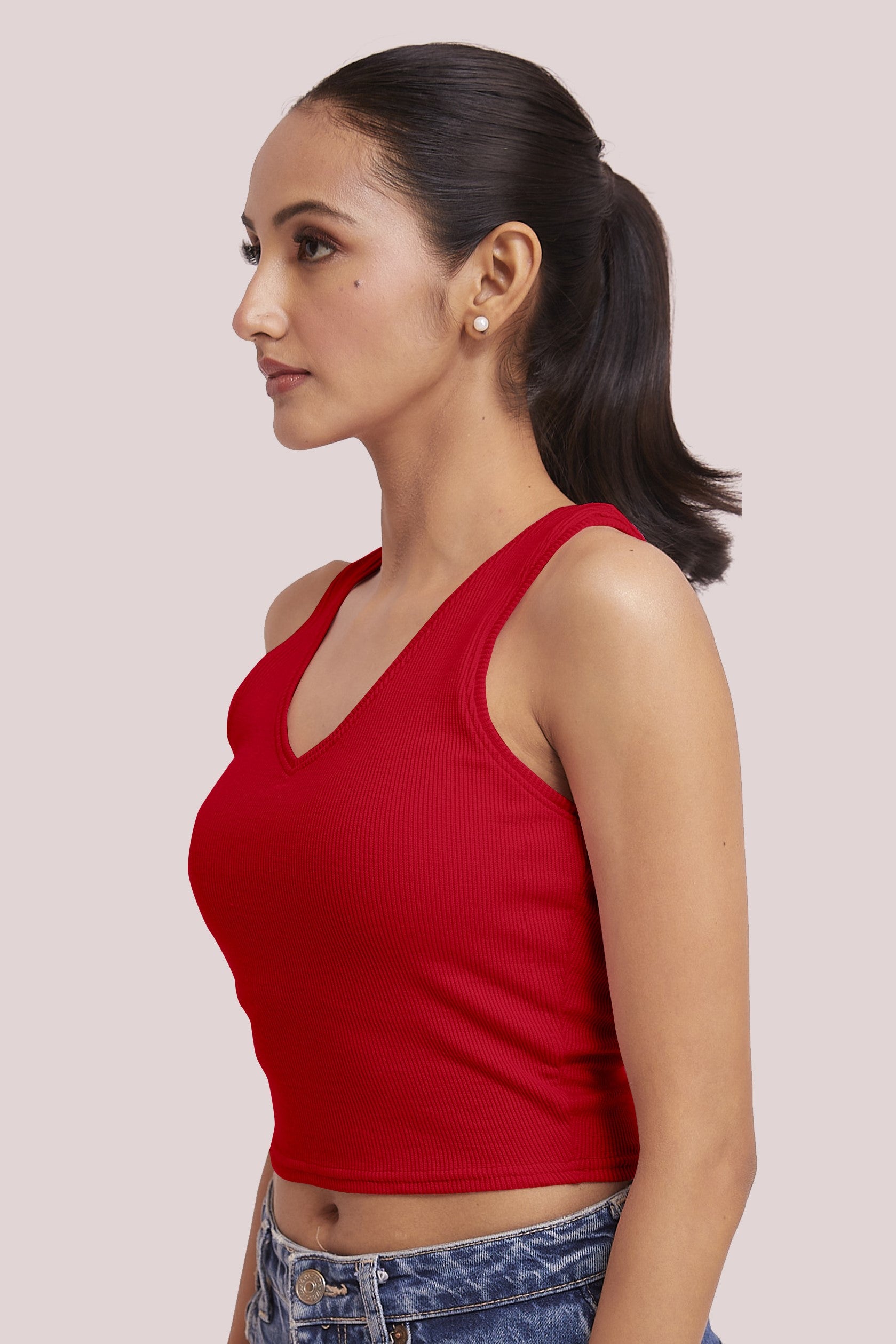 Black Ribbed Scoop Neck Sleeveless Crop Top