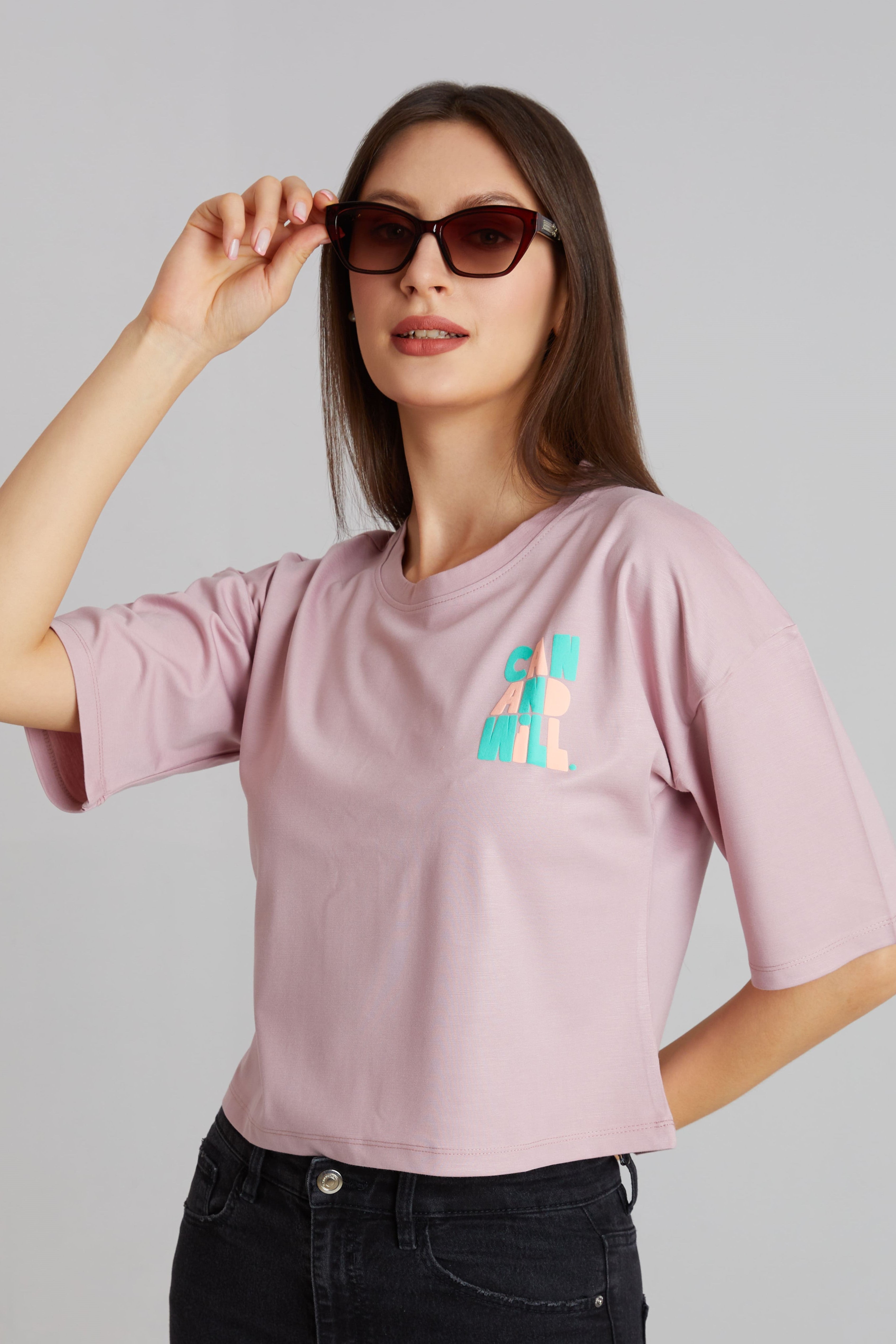 Dusty Pink Candy Chill Graphic Crop Tee