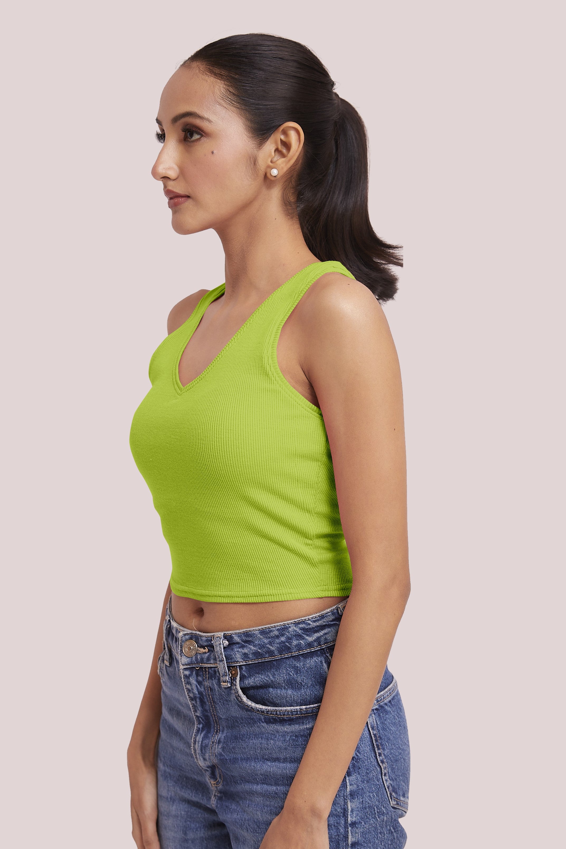 Black Ribbed Scoop Neck Sleeveless Crop Top