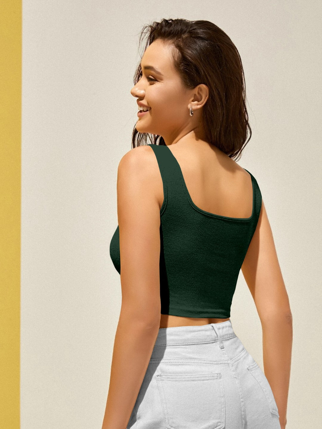 Forest Green Ribbed Crop Tank
