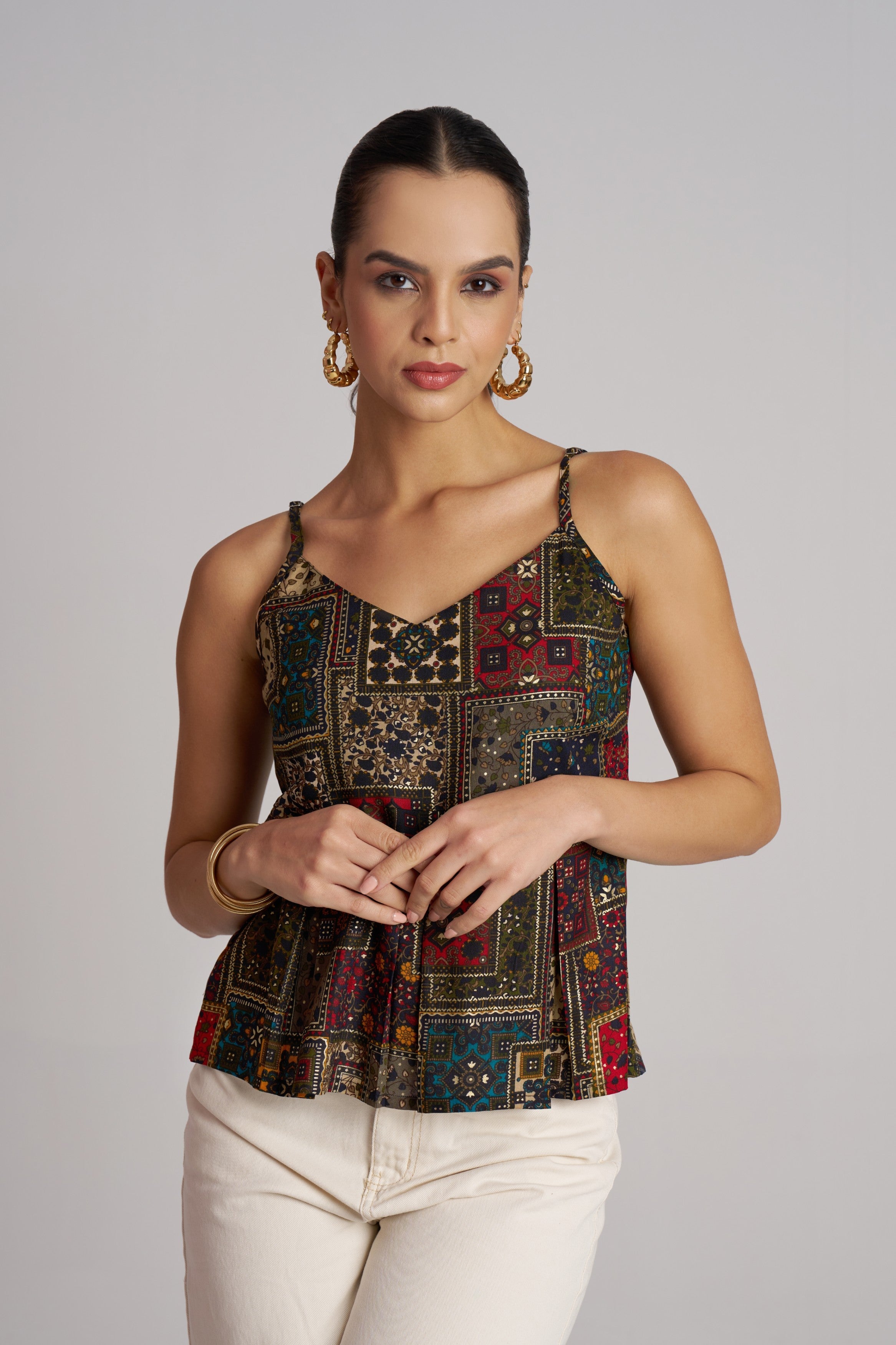 Olive Artisan Flare Camisole