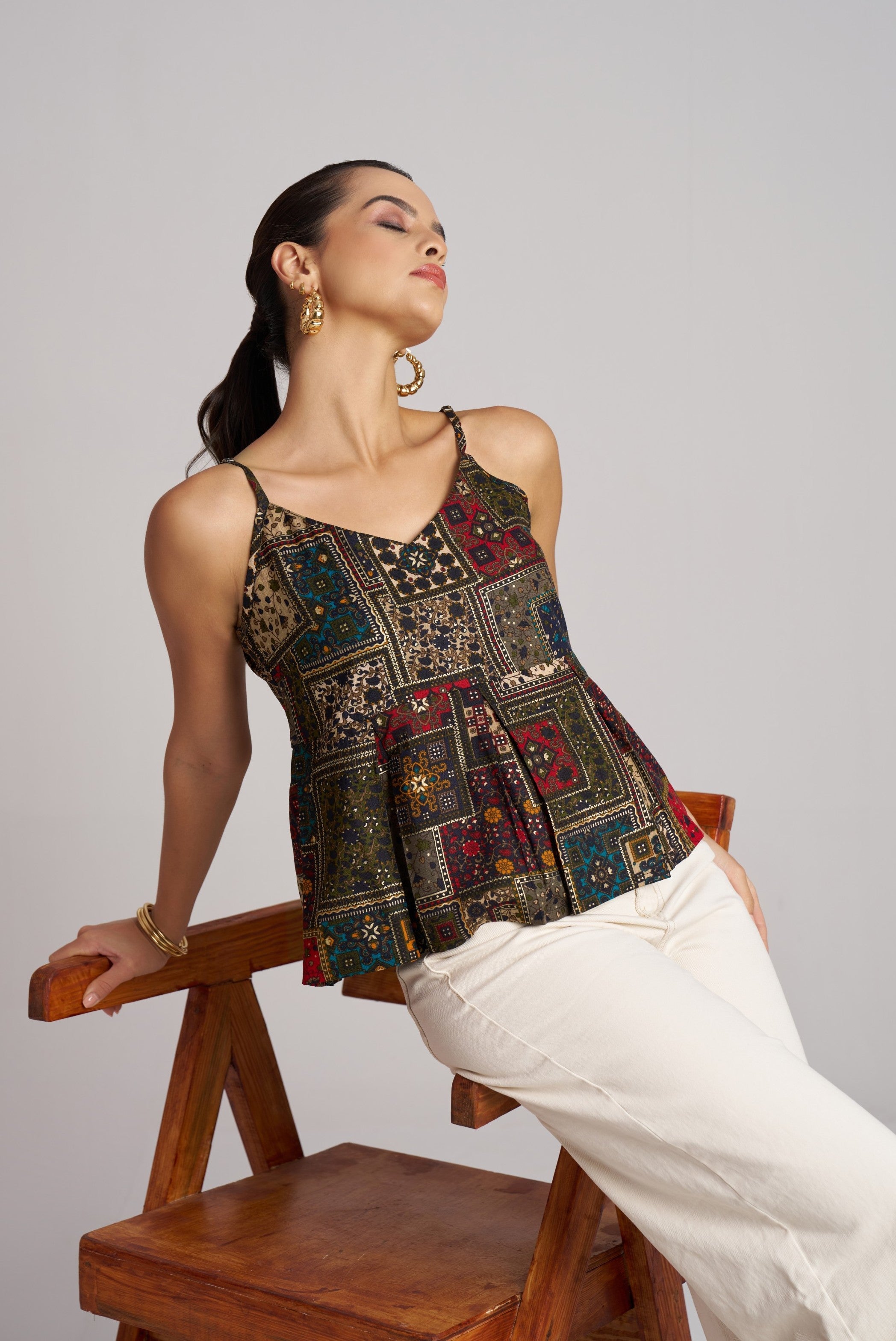 Olive Artisan Flare Camisole