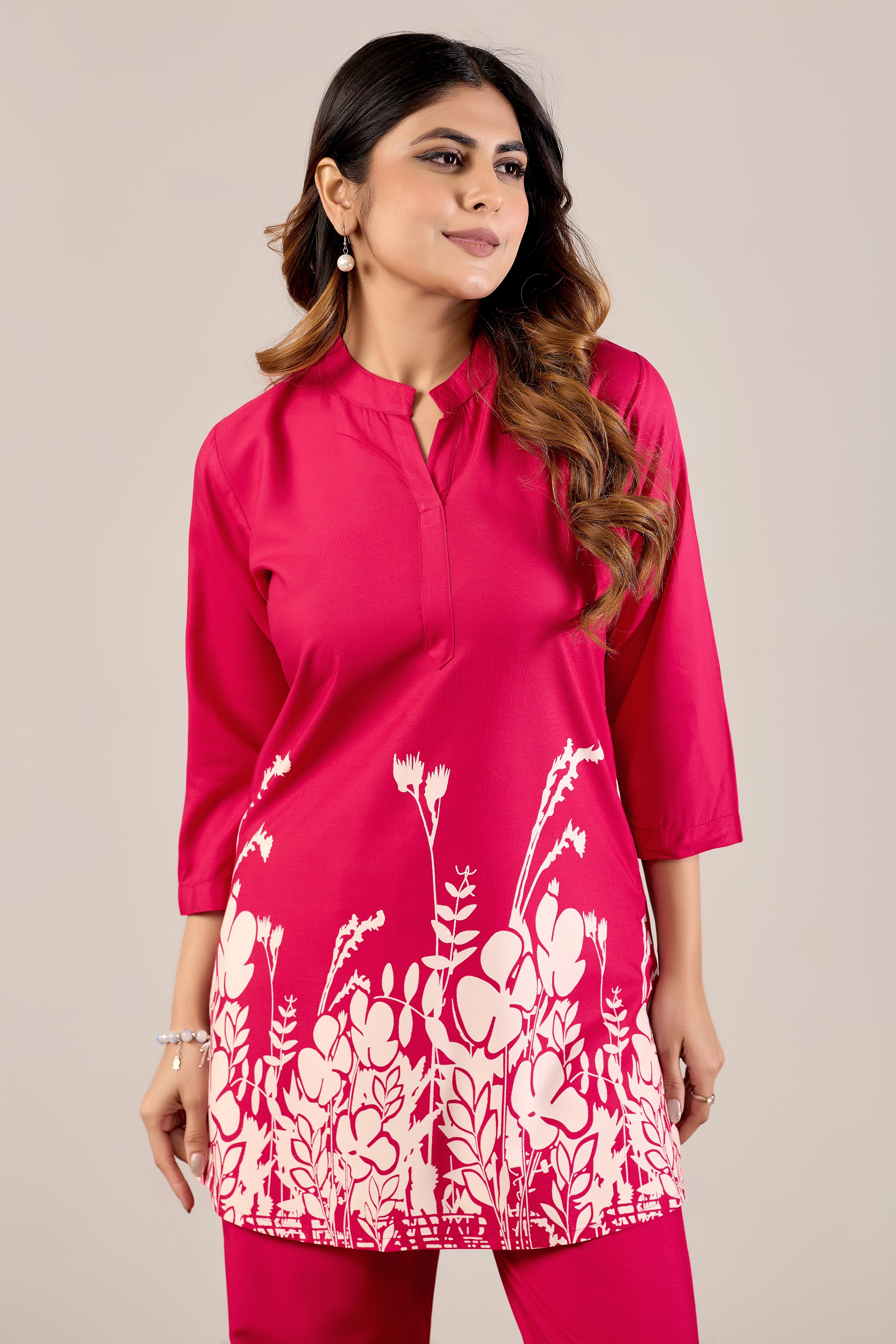 Rani Pink Floral Hemline Co-ord Set