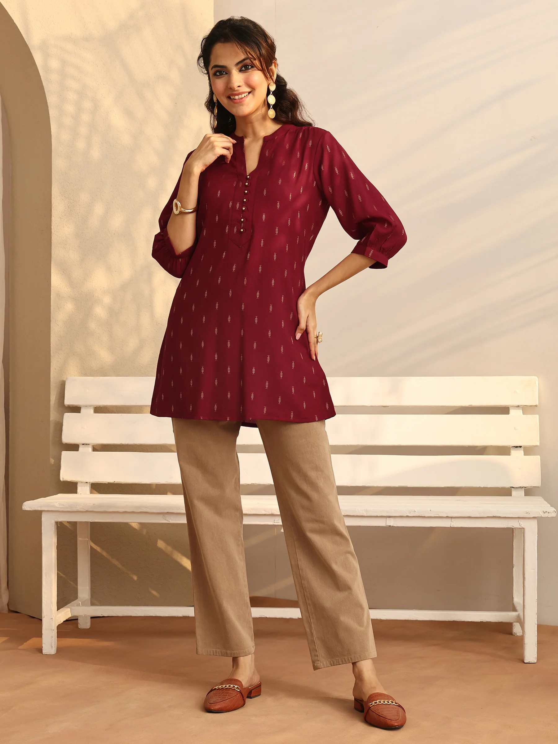 Classic Wine Short Kurti