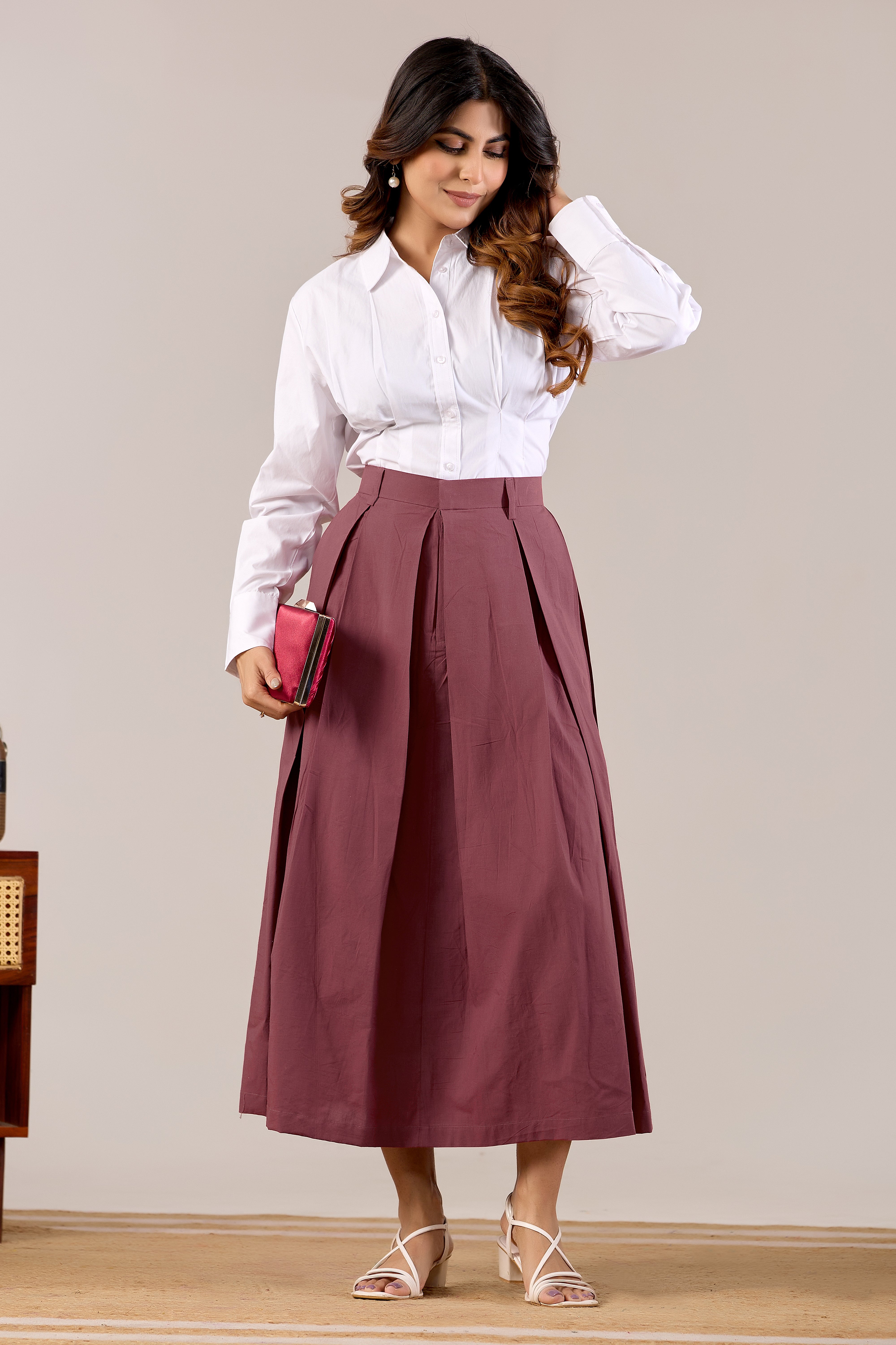 Emerald Aura Pleated Skirt