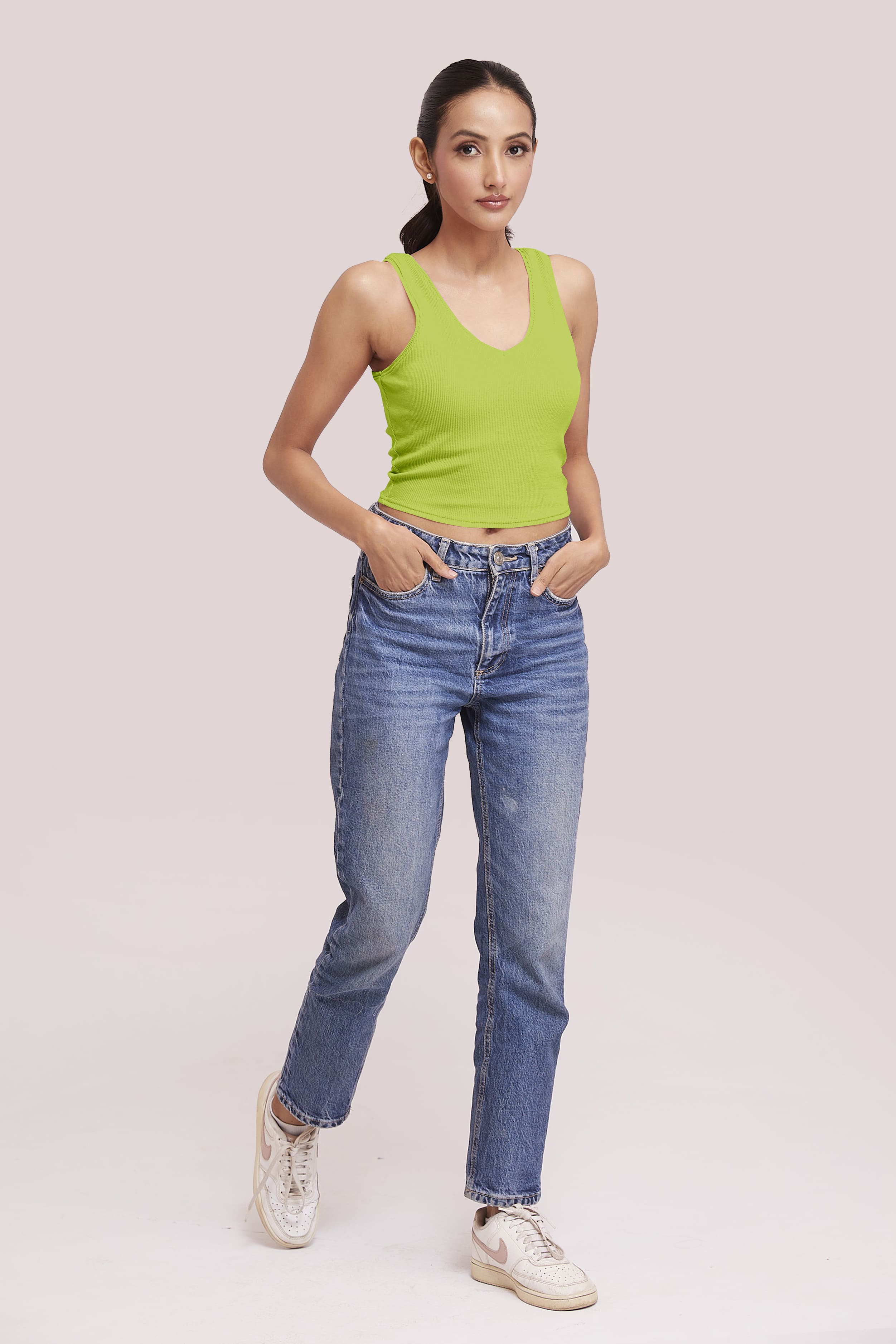 Black Ribbed Scoop Neck Sleeveless Crop Top