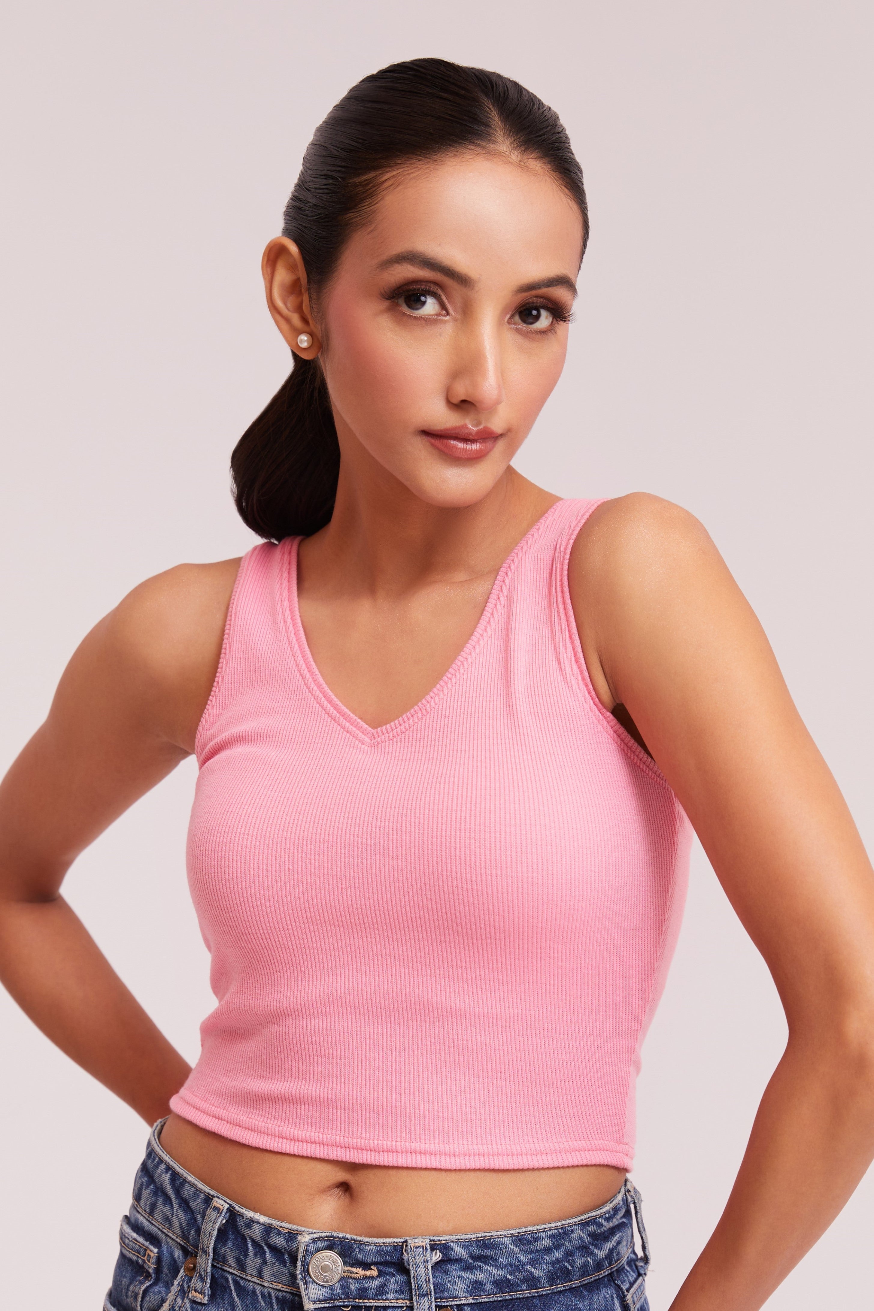 Black Ribbed Scoop Neck Sleeveless Crop Top
