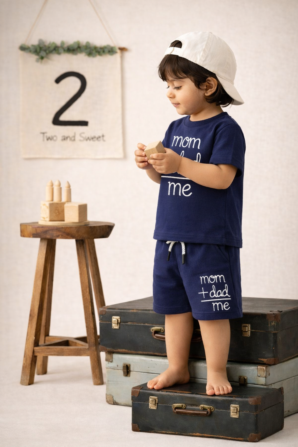 Kids Cotton Co-ord Set – Mom + Dad = Me Print | Red T-shirt & Shorts Set