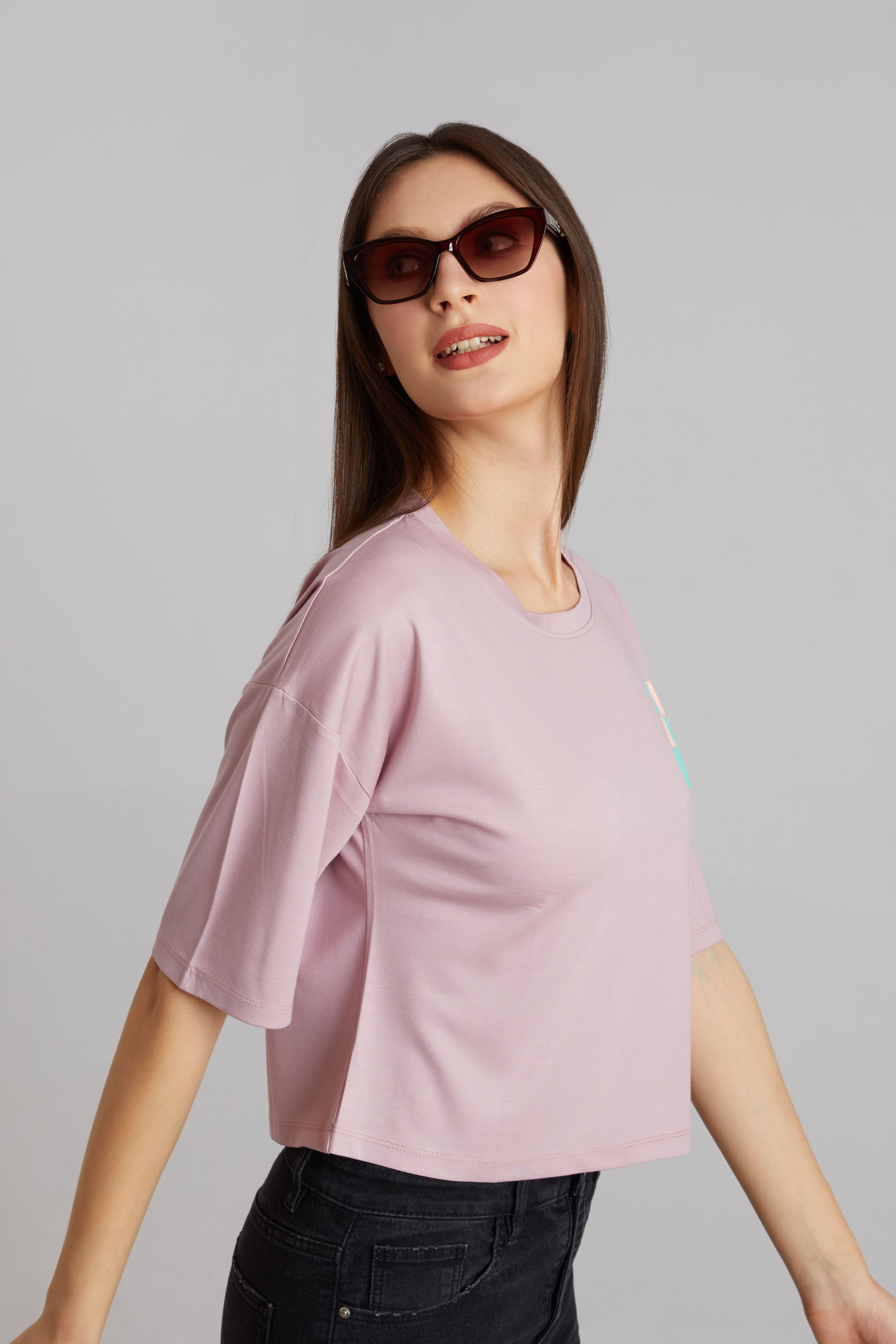 Dusty Pink Candy Chill Graphic Crop Tee