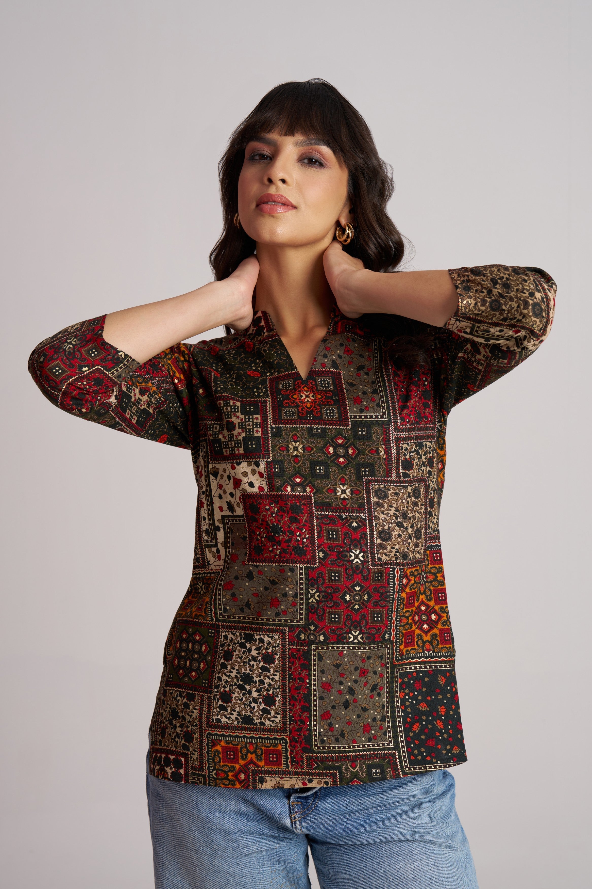 Forest Mosaic Printed Top