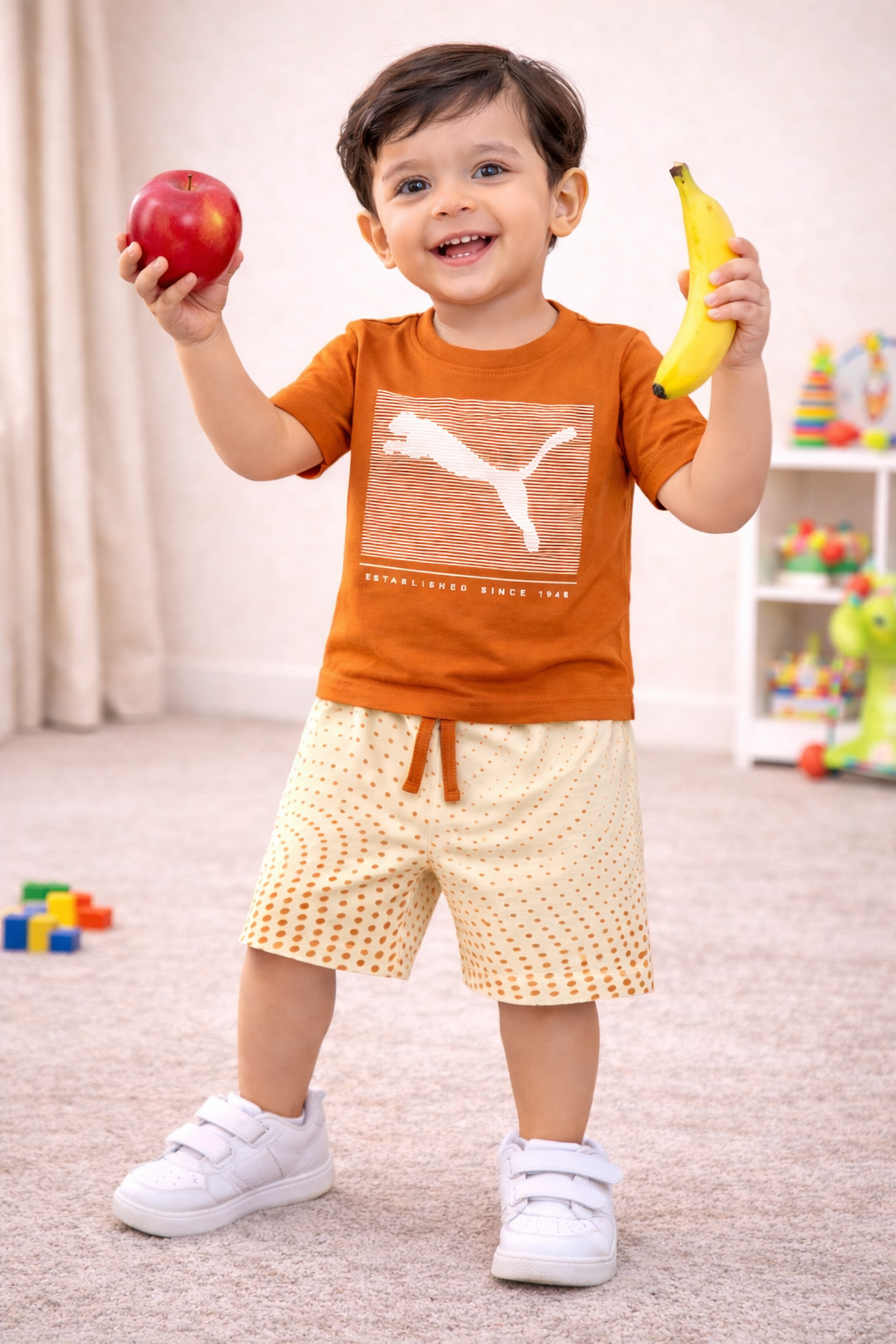 Blue Graphic T-Shirt with Printed Shorts Set