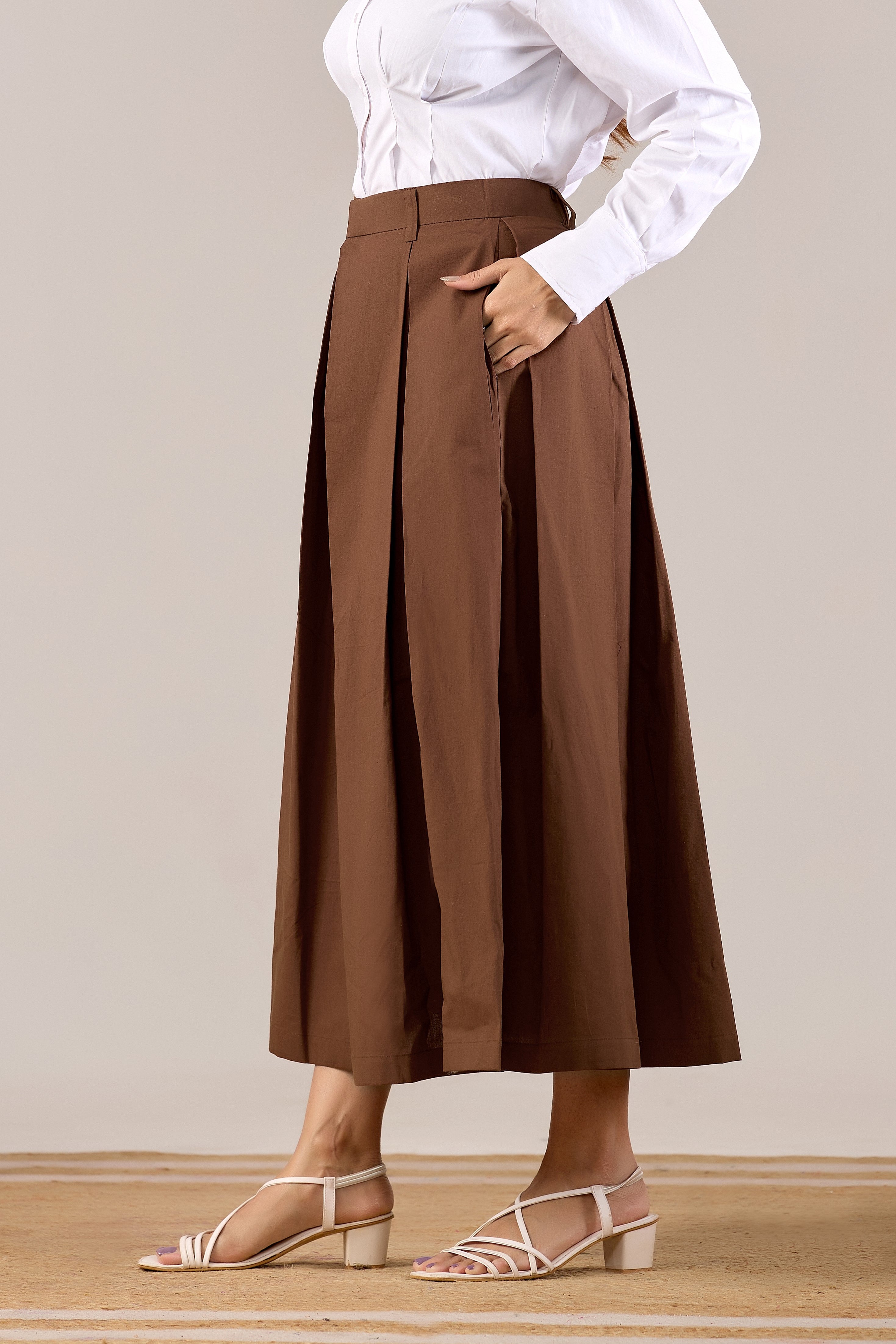 Sandstone Flow Pleated Skirt