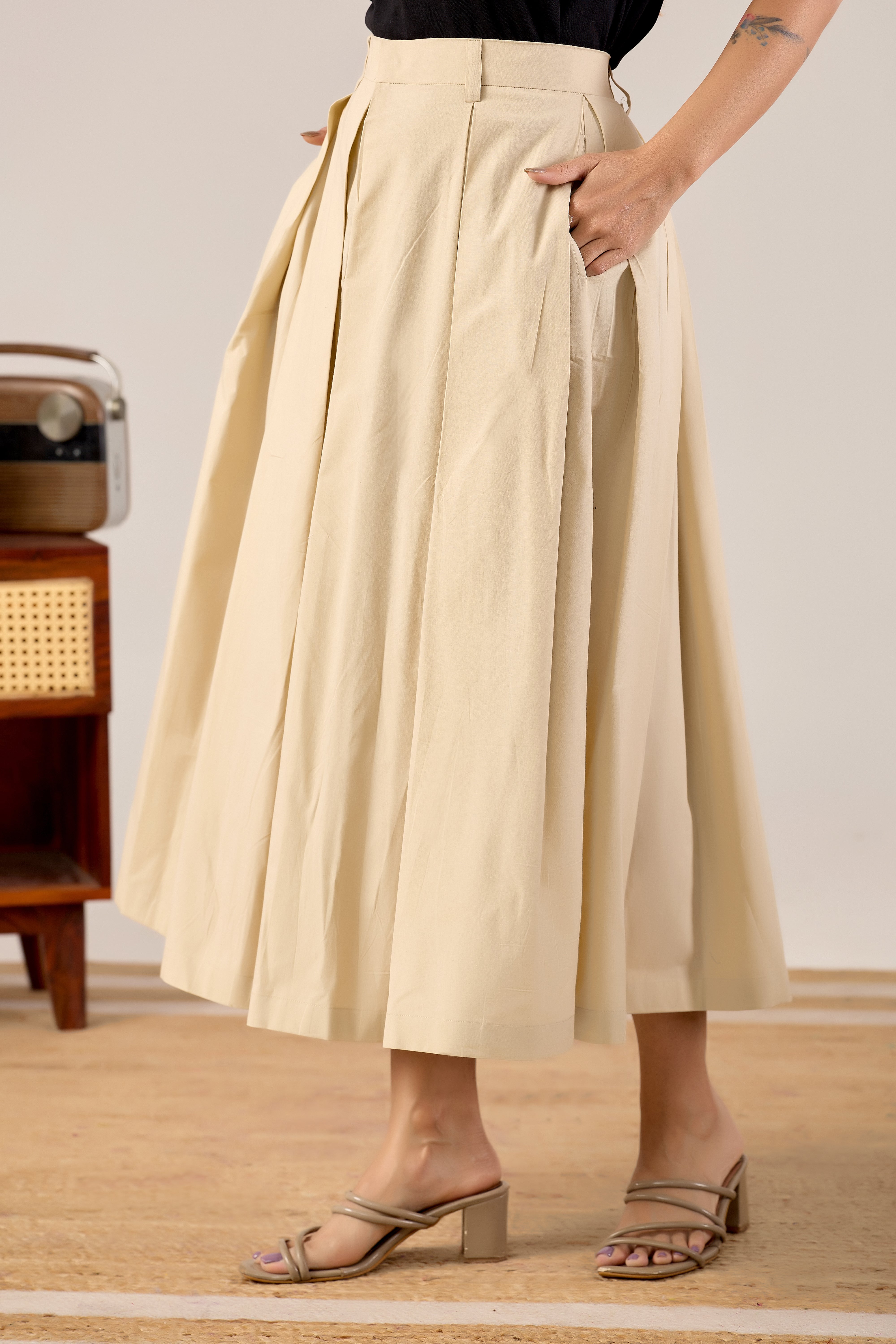 Cocoa Charm Pleated Skirt