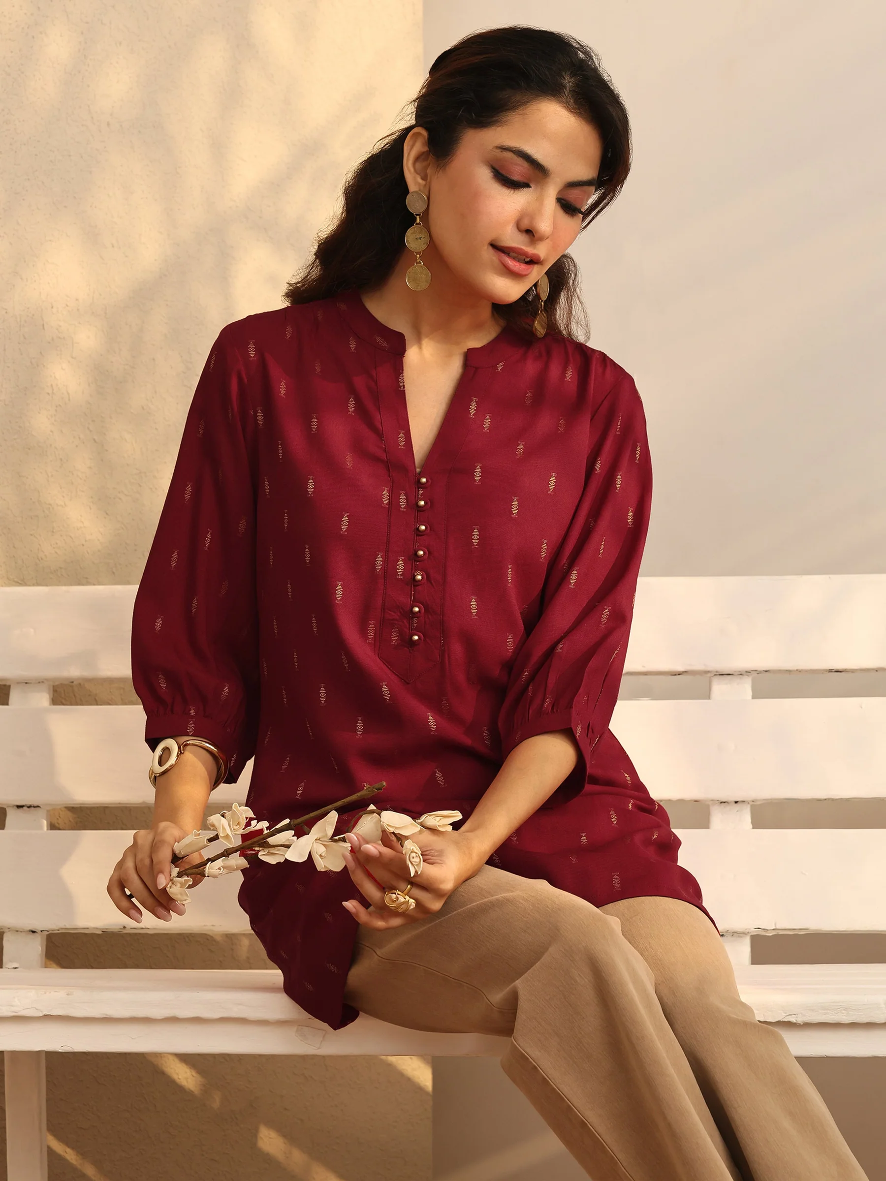 Classic Wine Short Kurti