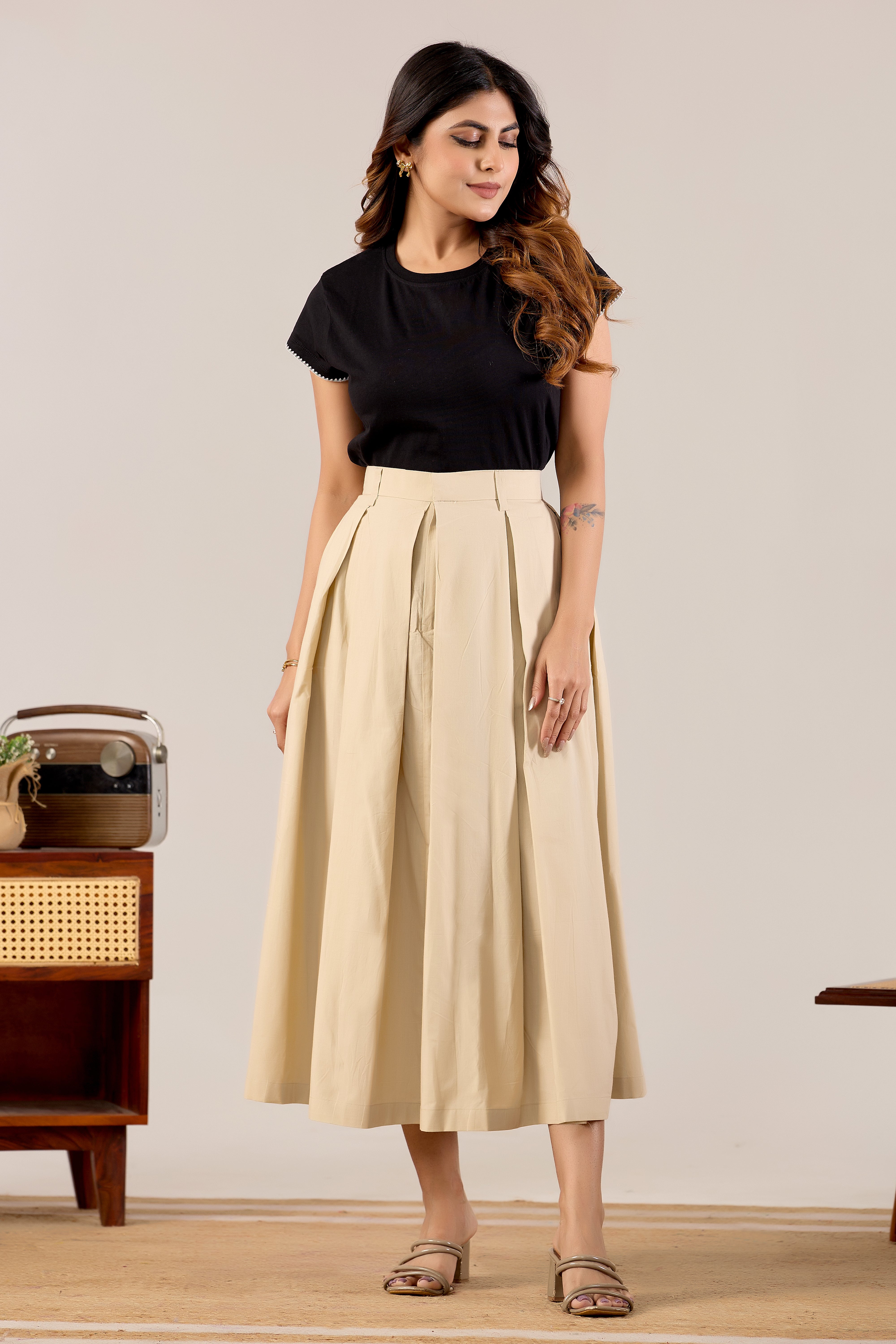 Emerald Aura Pleated Skirt