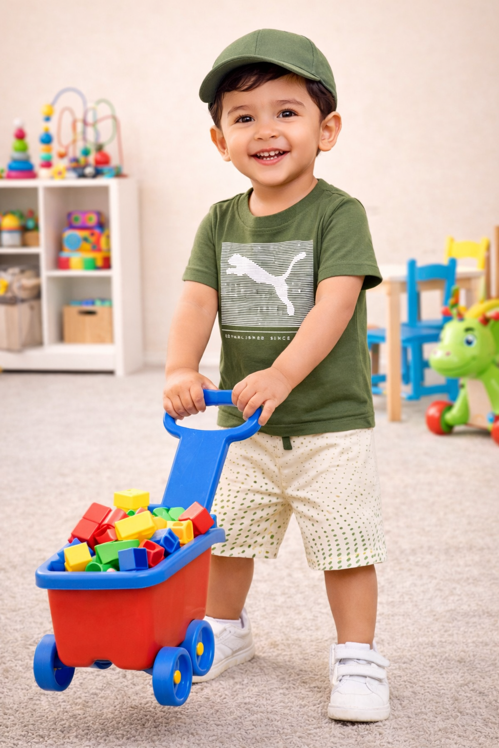Blue Graphic T-Shirt with Printed Shorts Set
