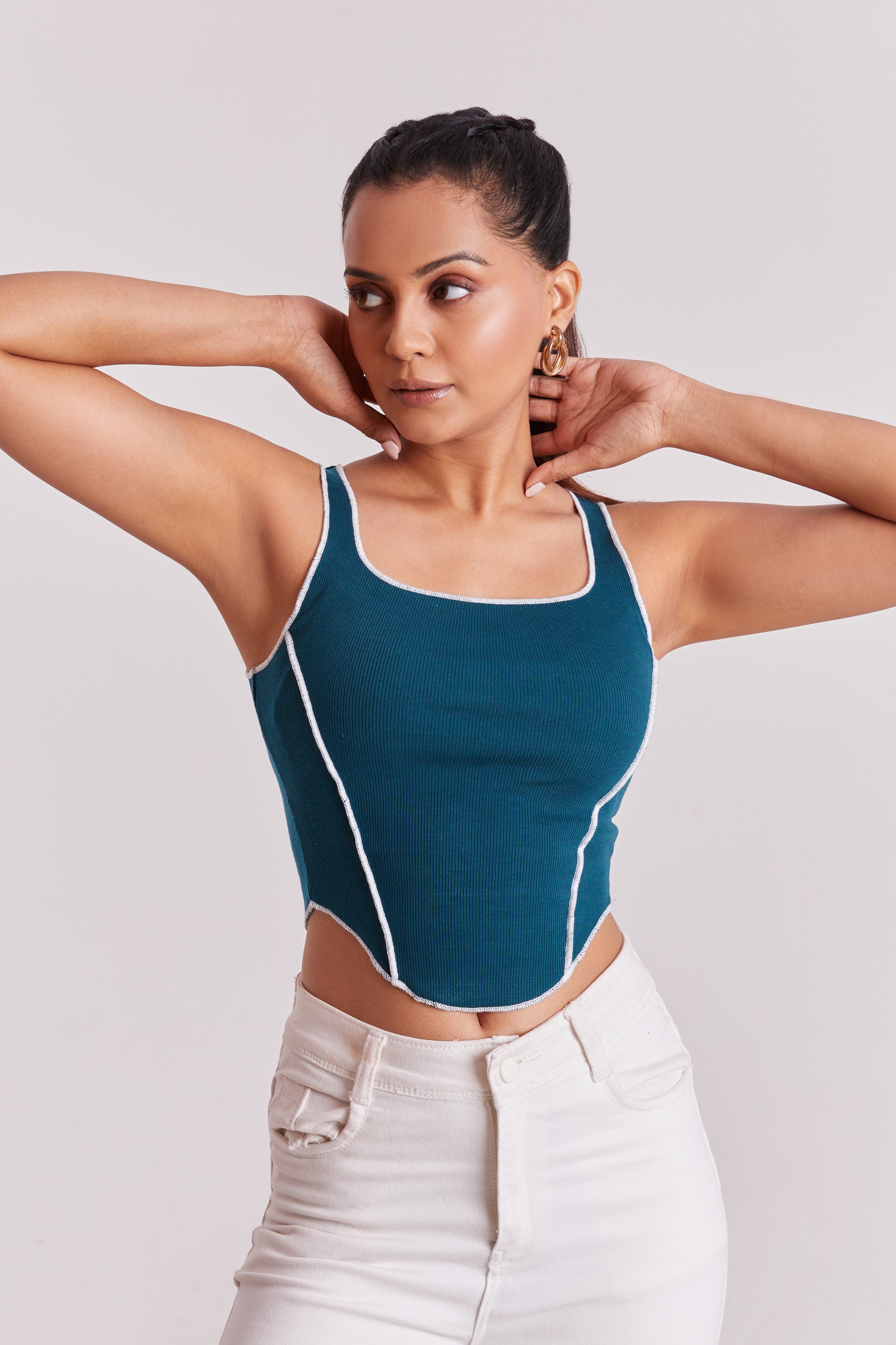Tail Green Contrast Stitch Tank Top