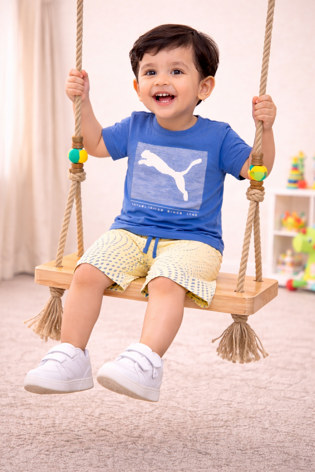 Blue Graphic T-Shirt with Printed Shorts Set