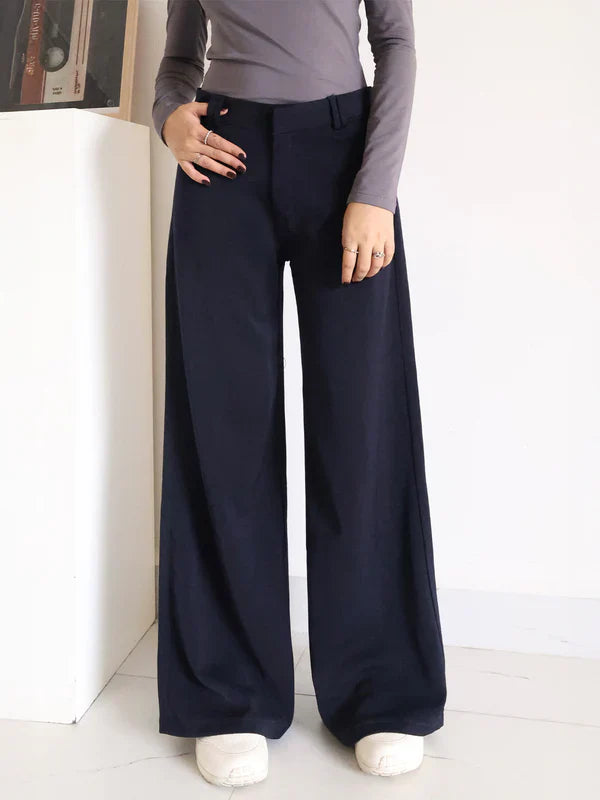 Premium Charcoal Grey High-Waist Flared Trousers