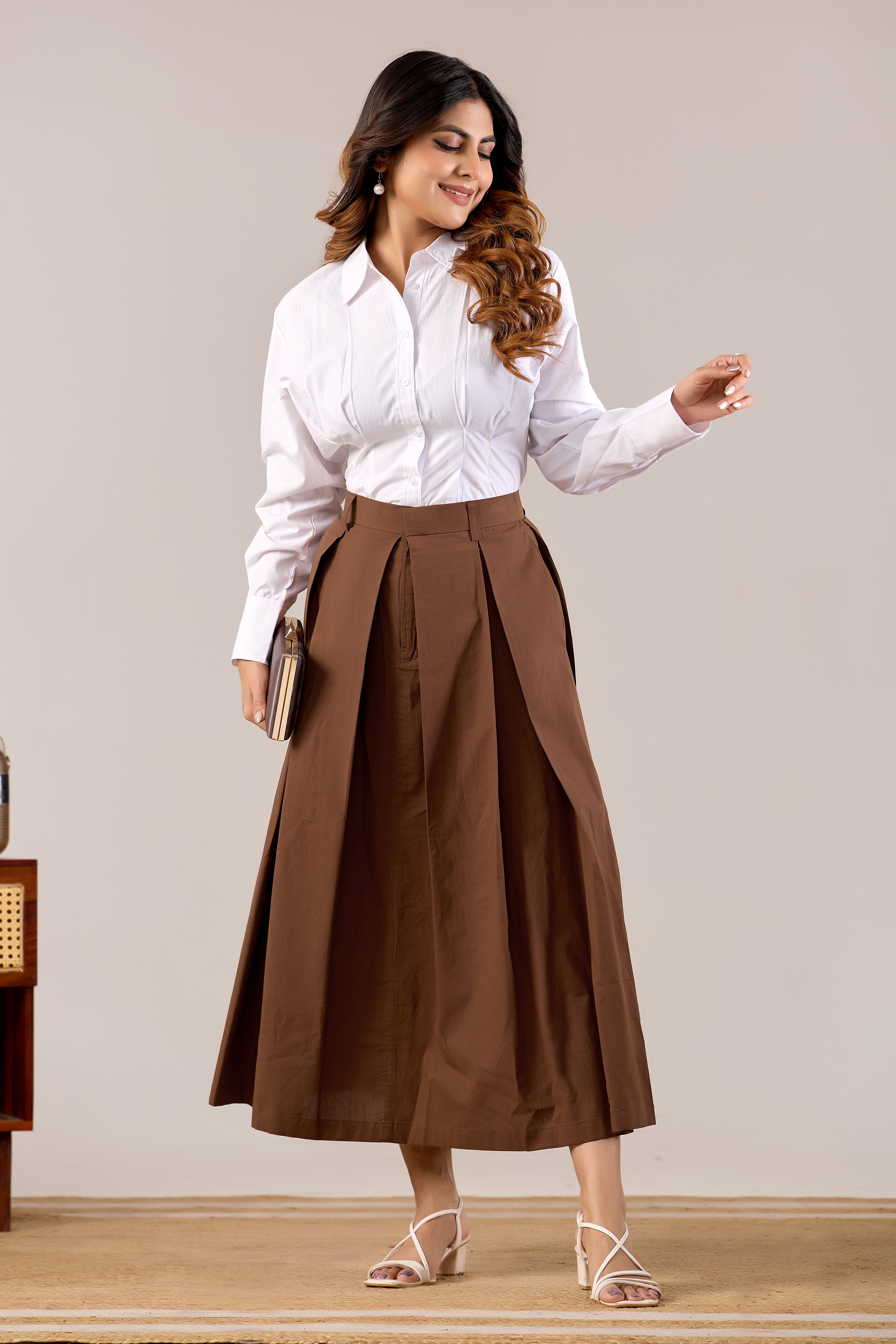 Vintage Rose Pleated Skirt