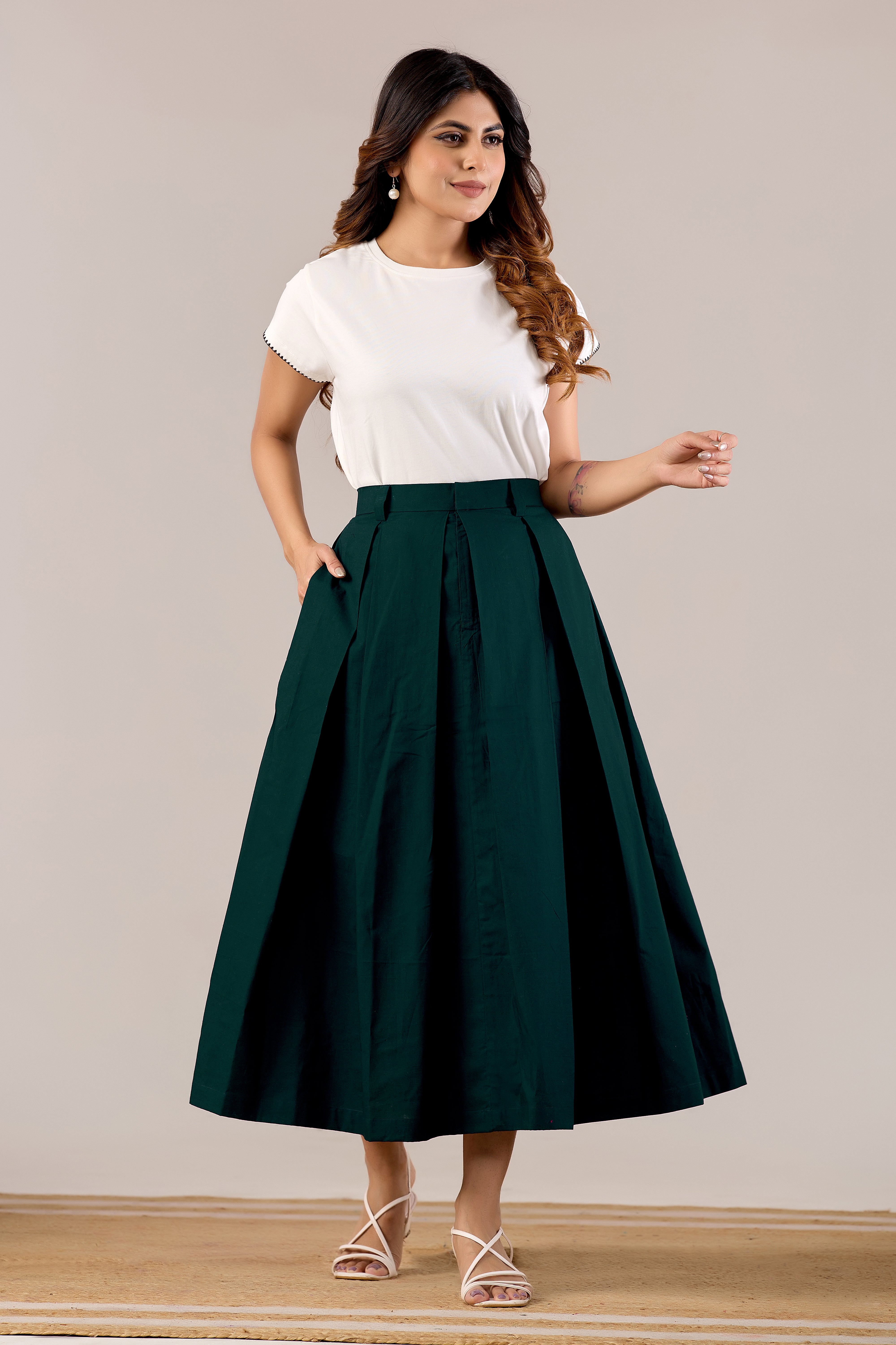 Vintage Rose Pleated Skirt