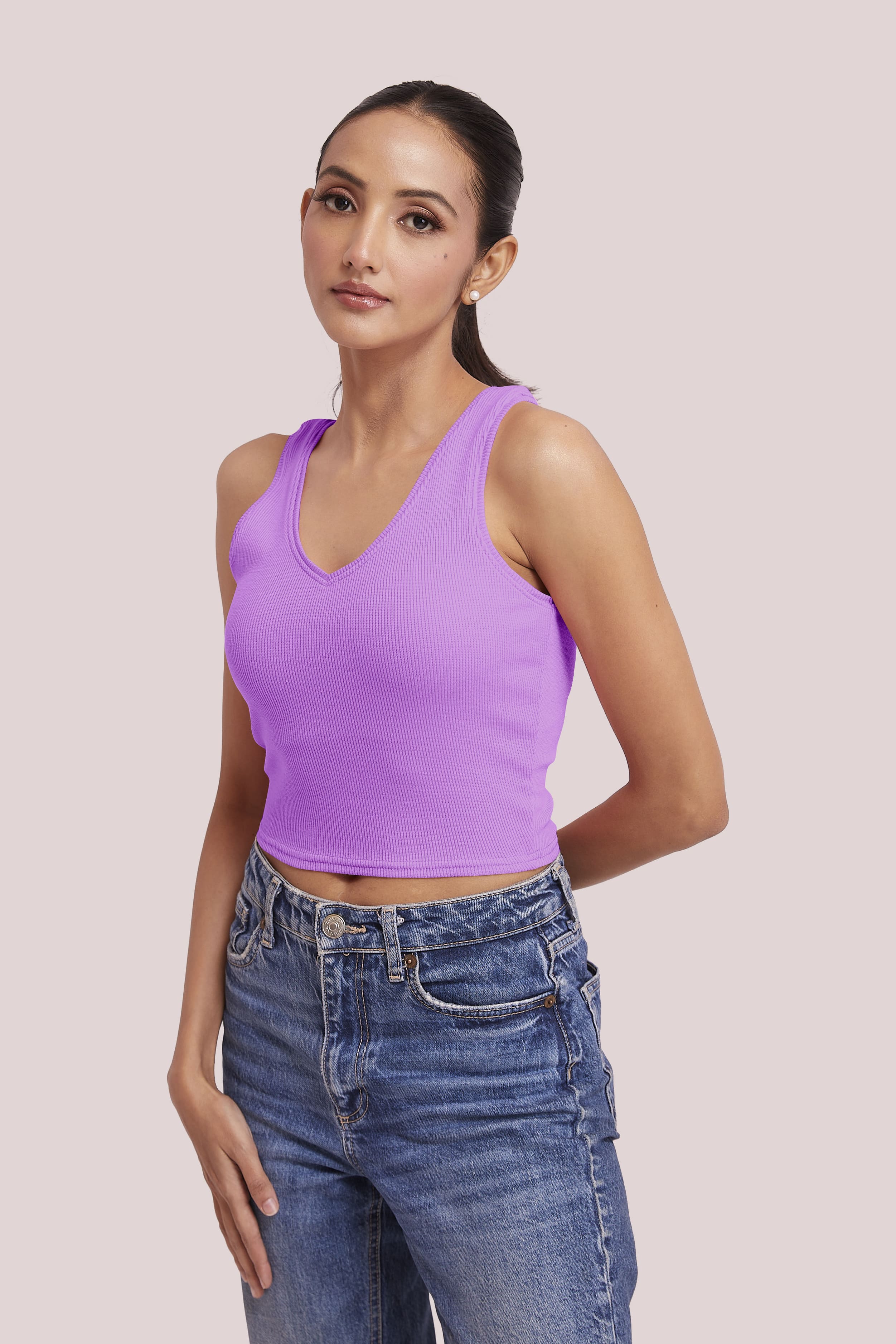 Black Ribbed Scoop Neck Sleeveless Crop Top
