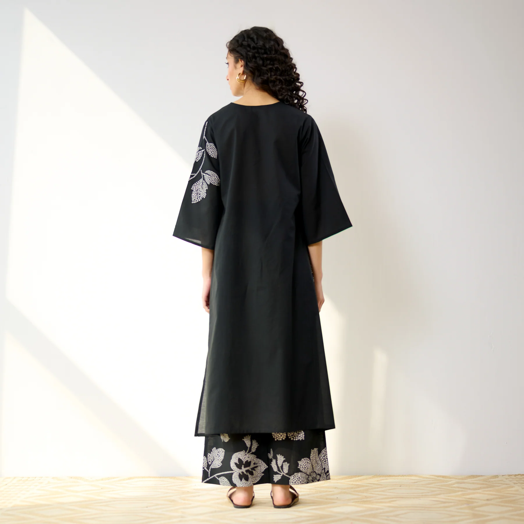 Black Floral Printed Kurta with Palazzo