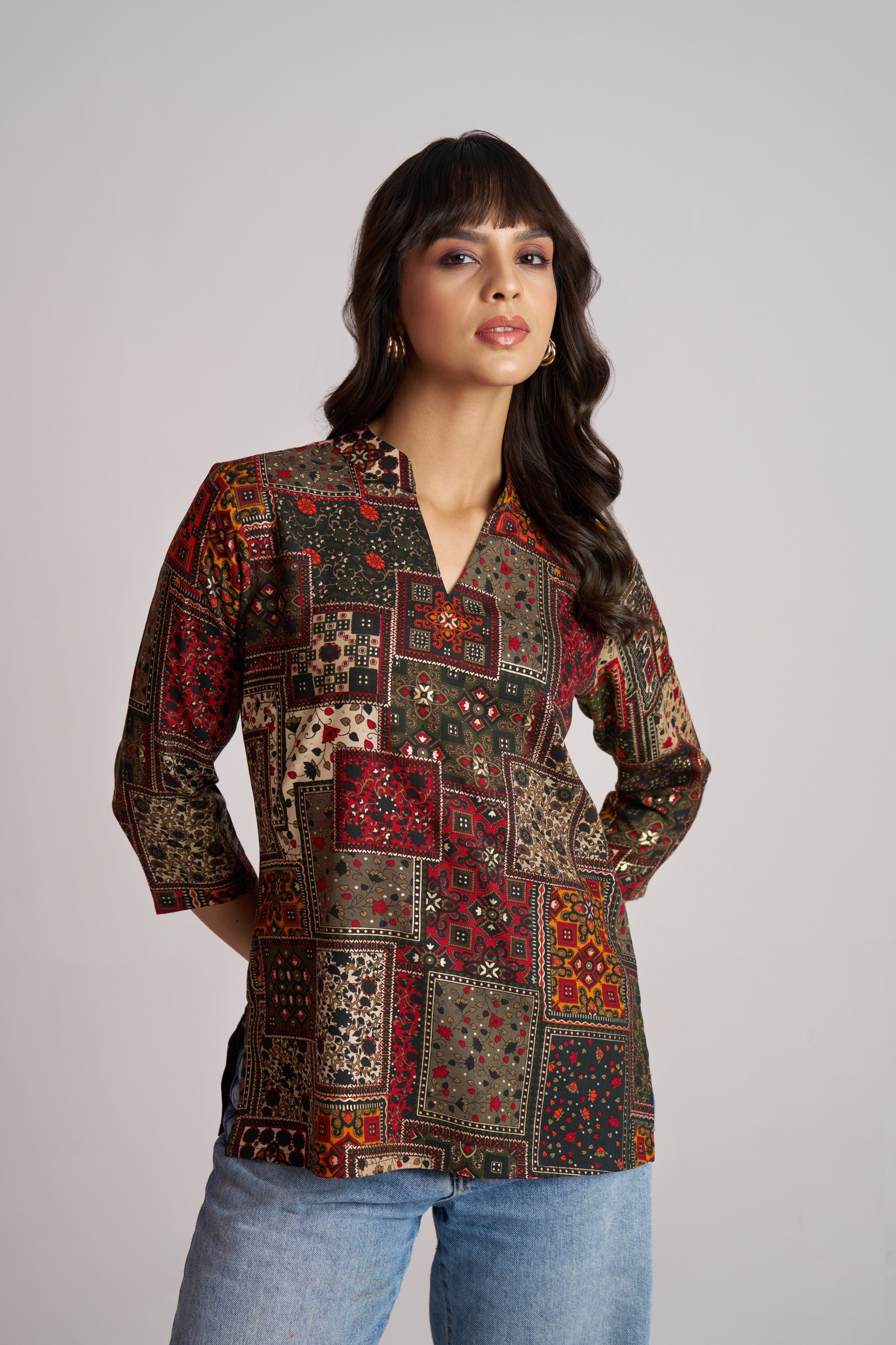 Forest Mosaic Printed Top