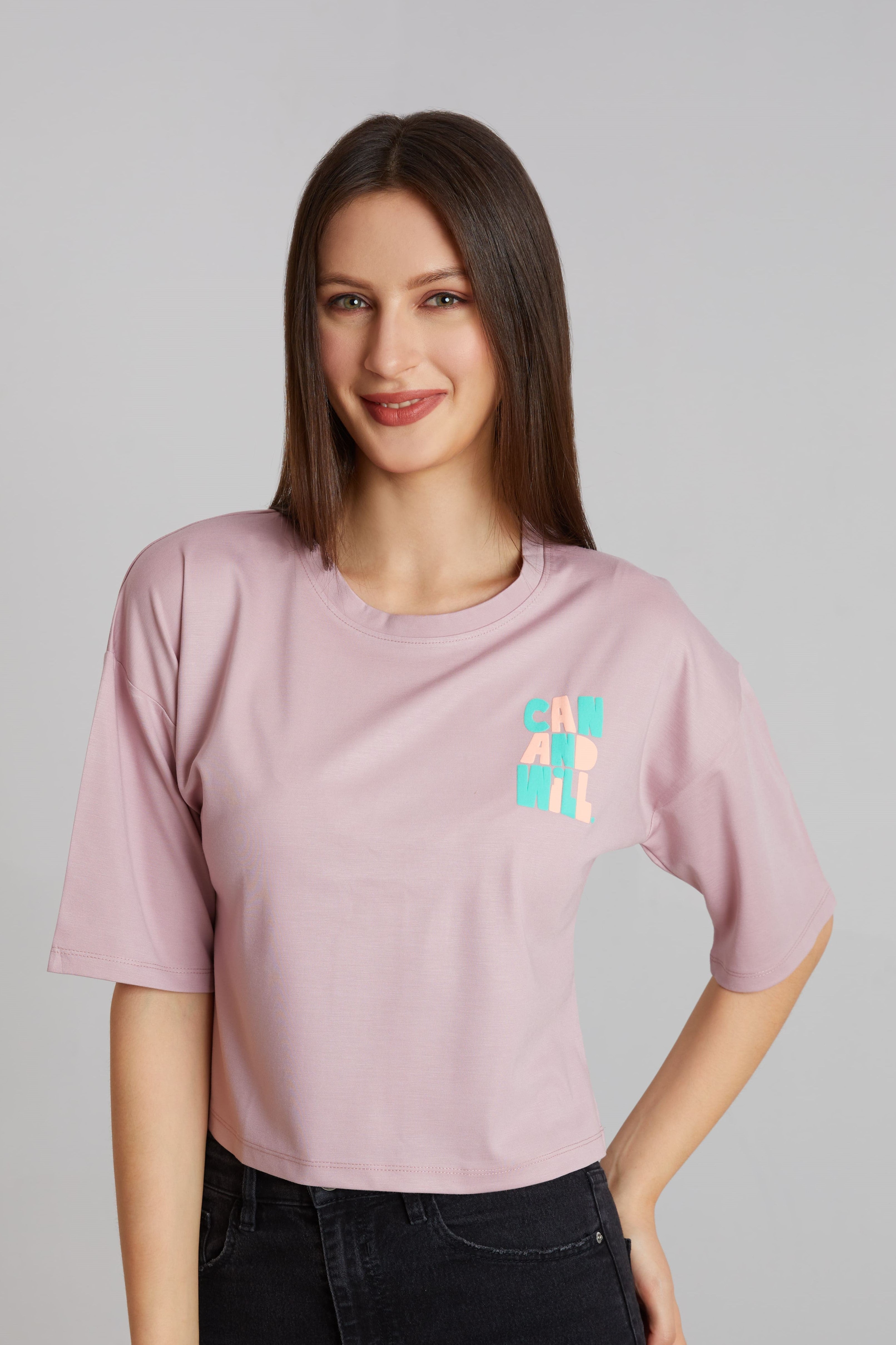 Dusty Pink Candy Chill Graphic Crop Tee