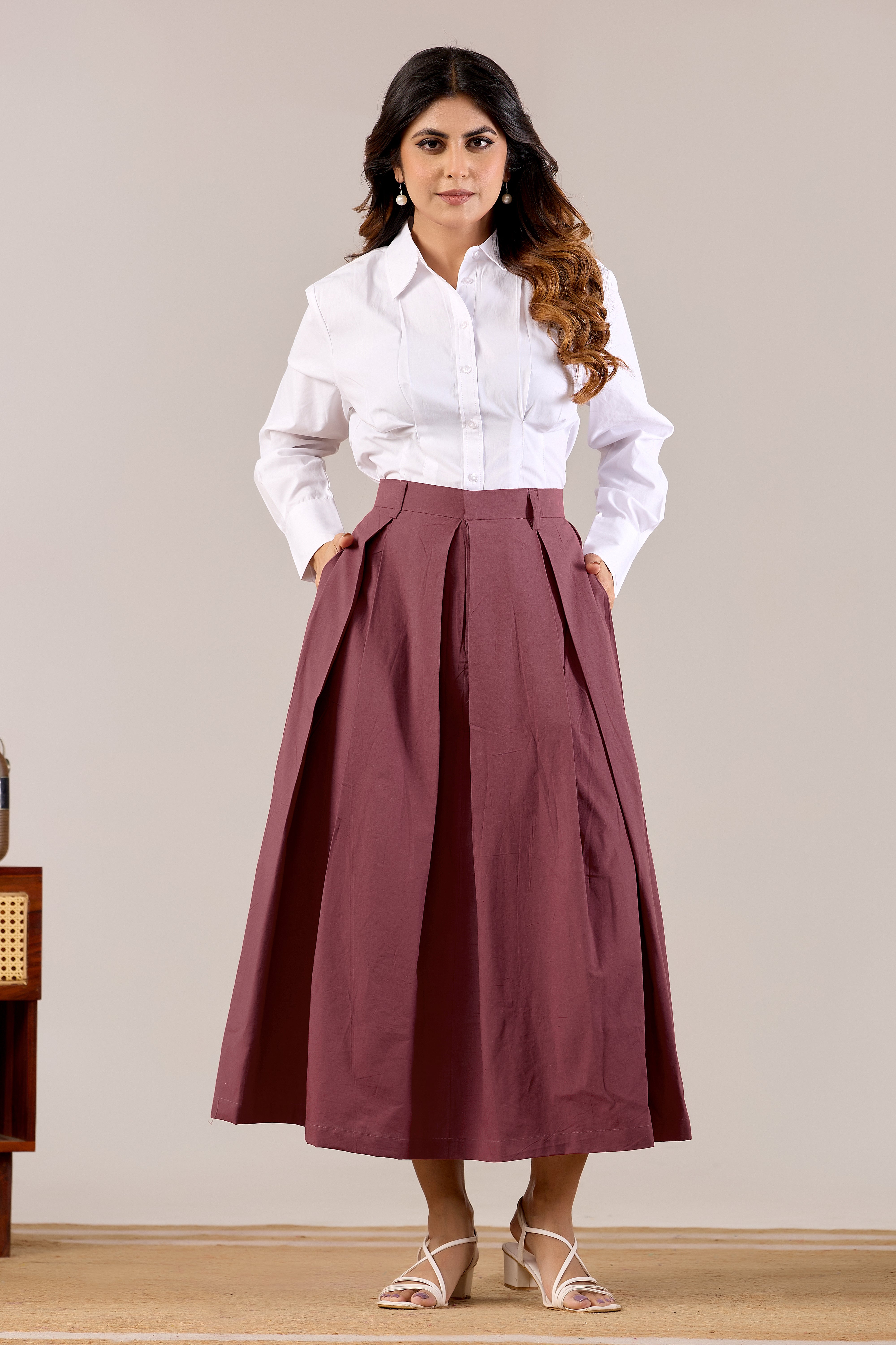 Cocoa Charm Pleated Skirt