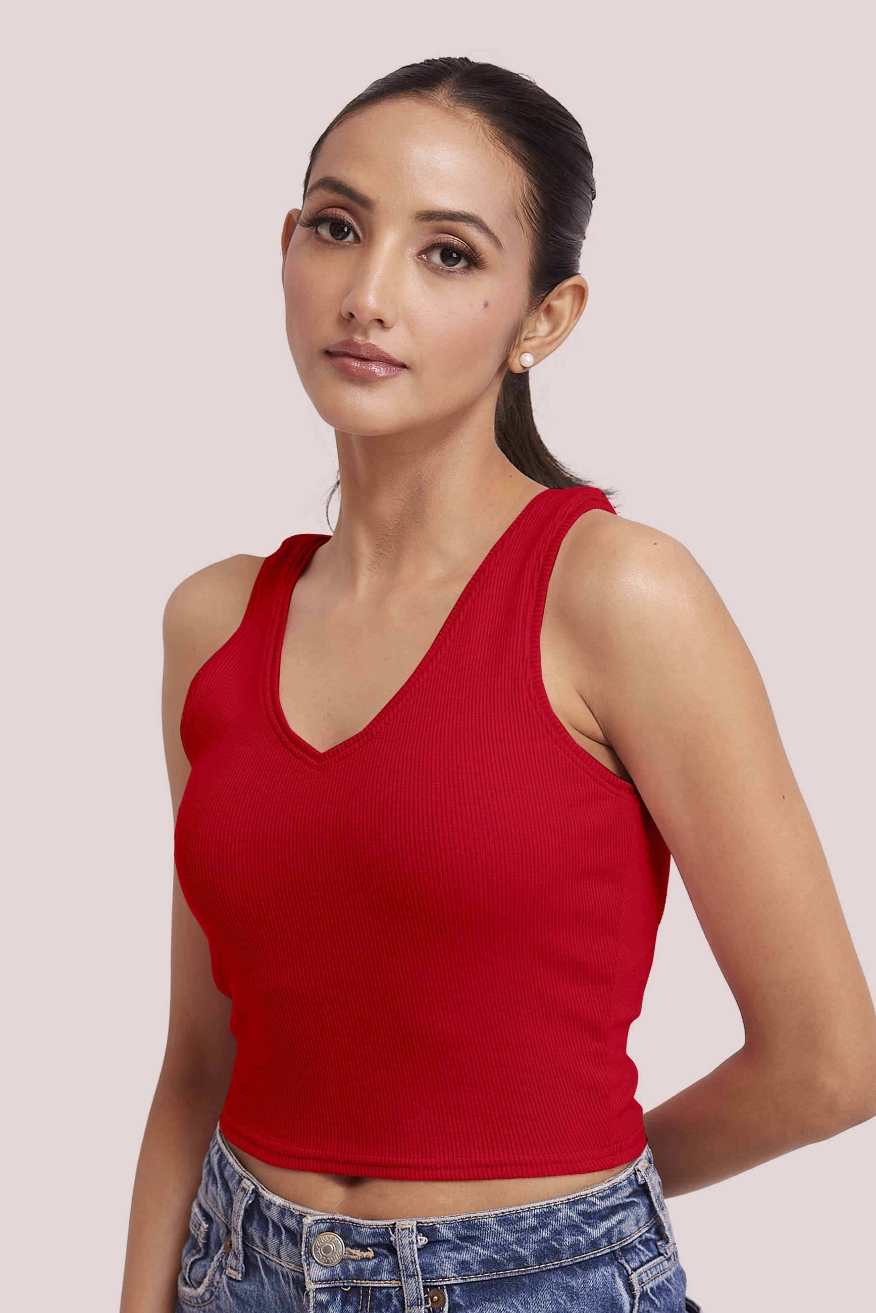 Black Ribbed Scoop Neck Sleeveless Crop Top