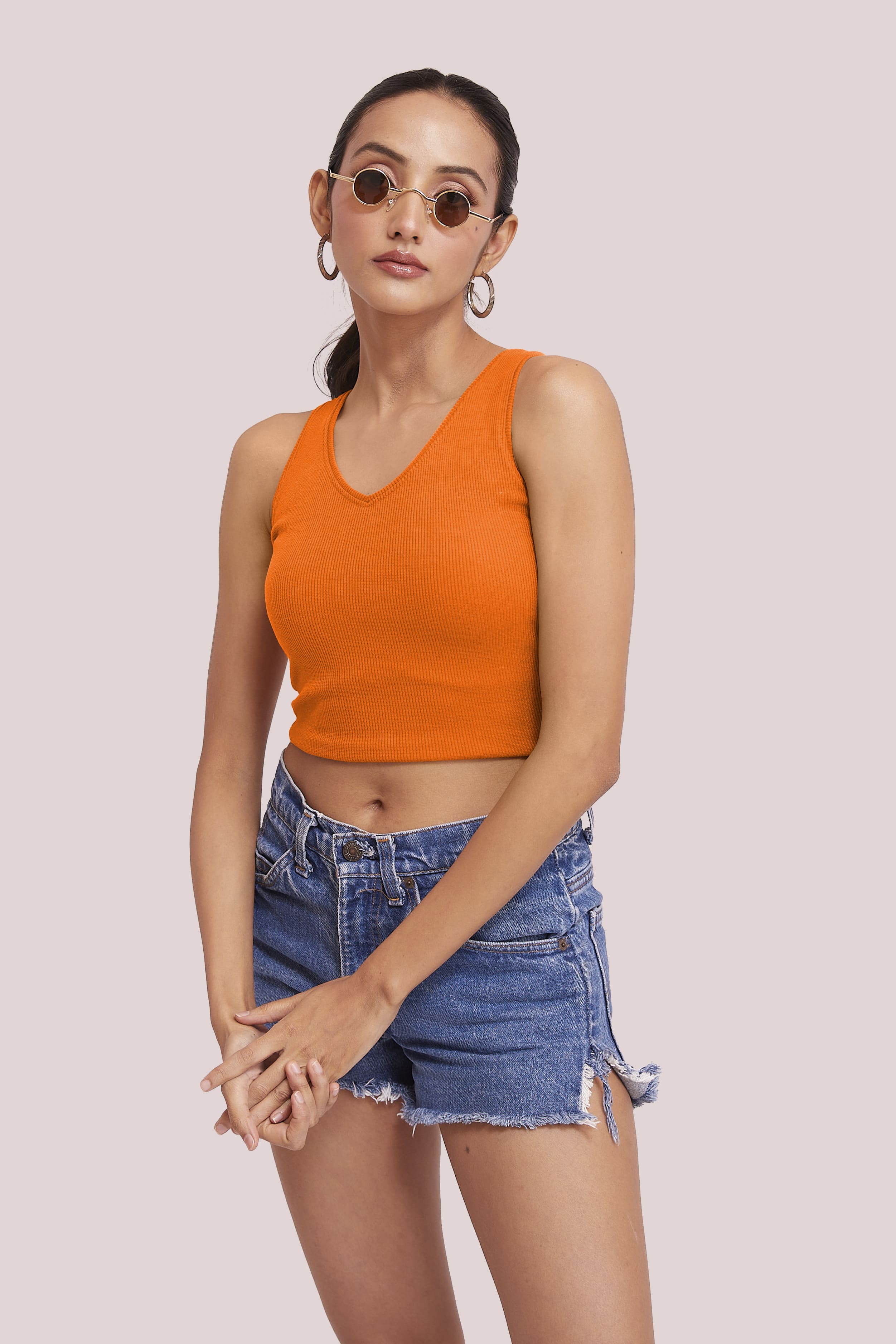 Black Ribbed Scoop Neck Sleeveless Crop Top