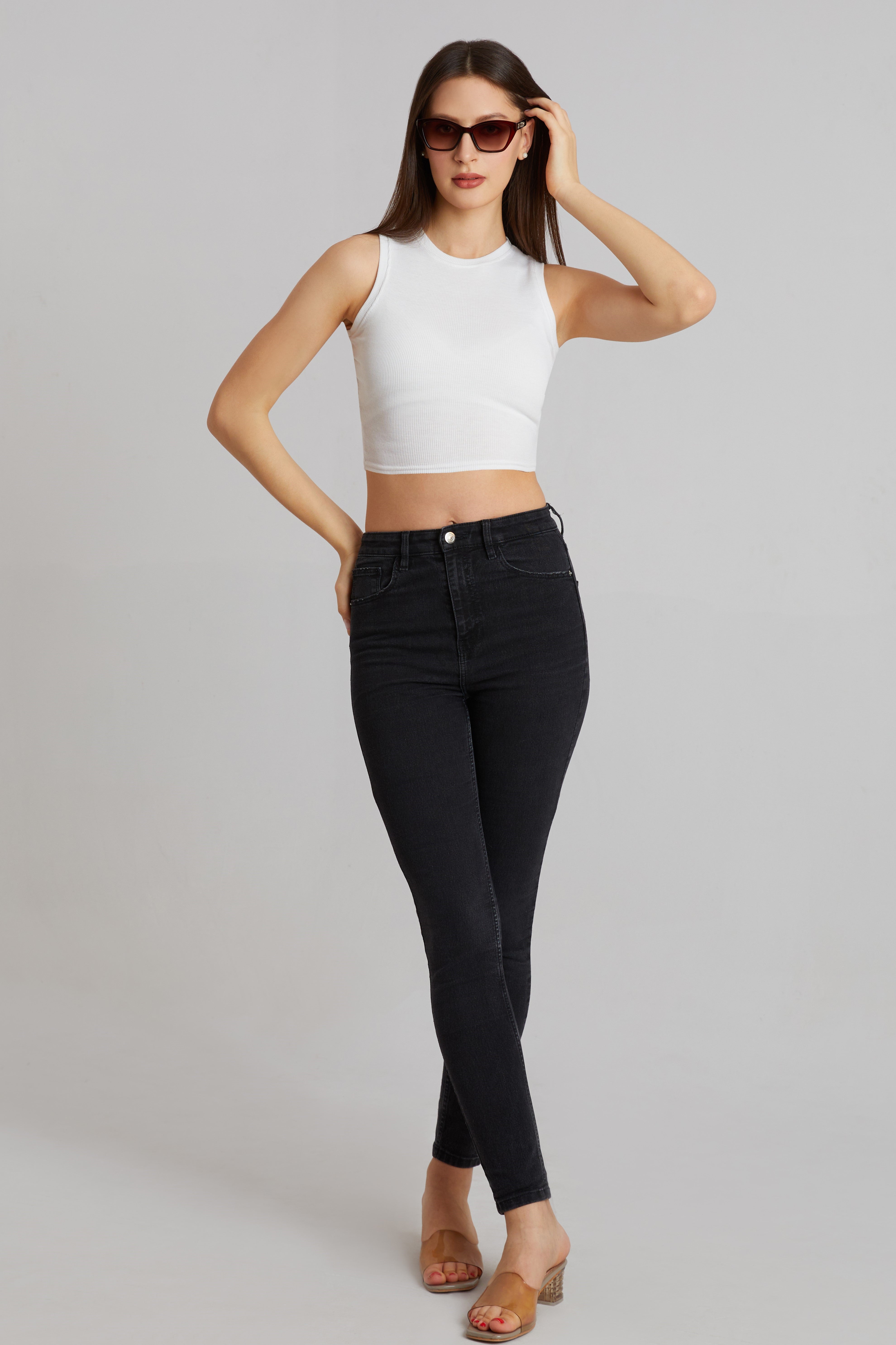Bright Orange Ribbed Sleeveless Crop Top