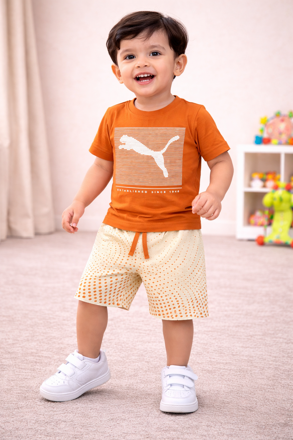 Blue Graphic T-Shirt with Printed Shorts Set