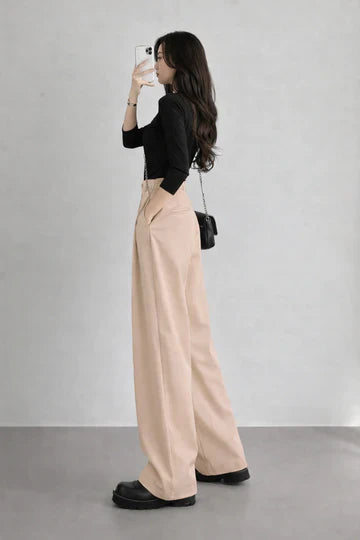 Charcoal Grey High-Waist Wide Leg Trousers