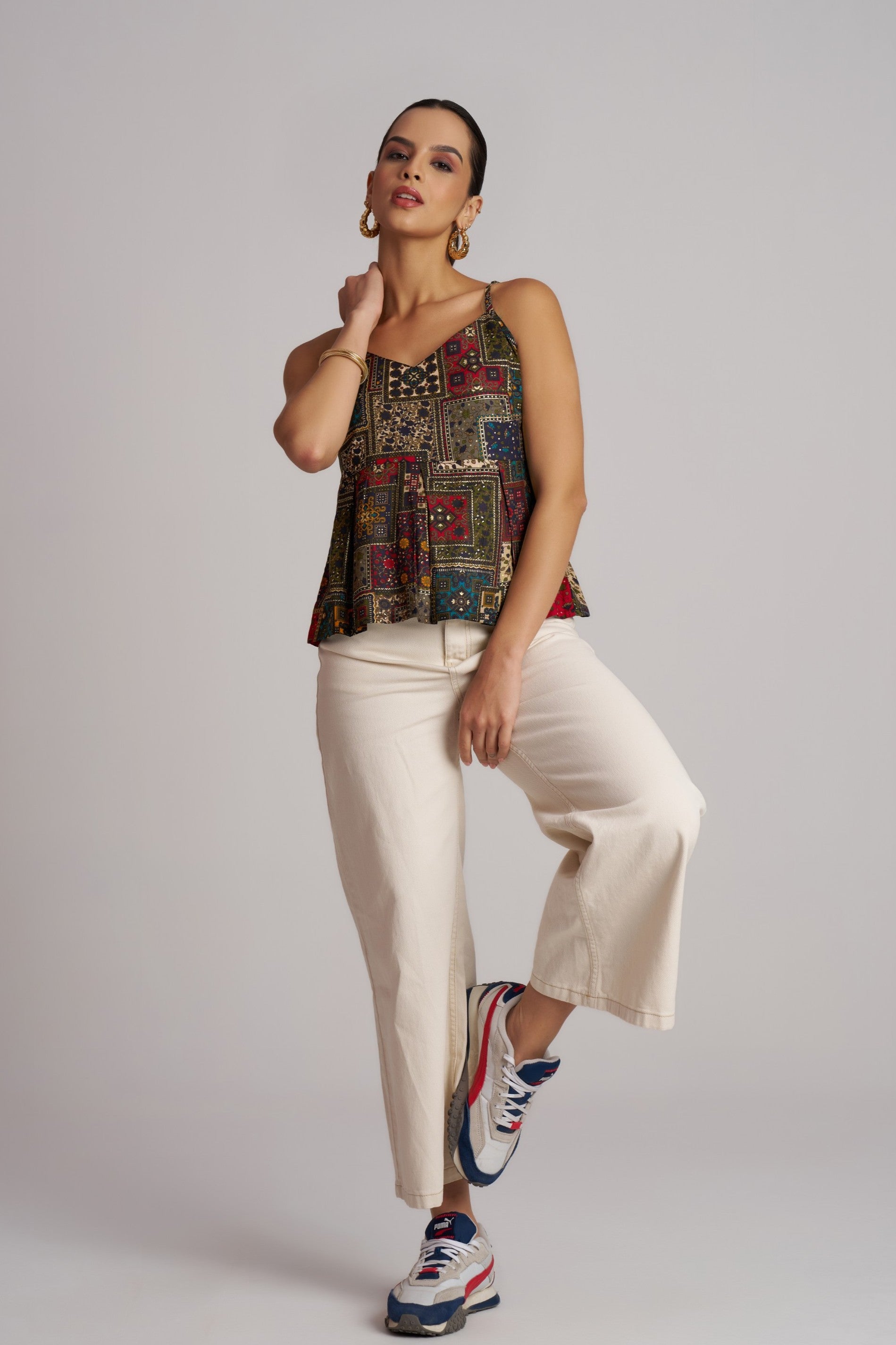Olive Artisan Flare Camisole