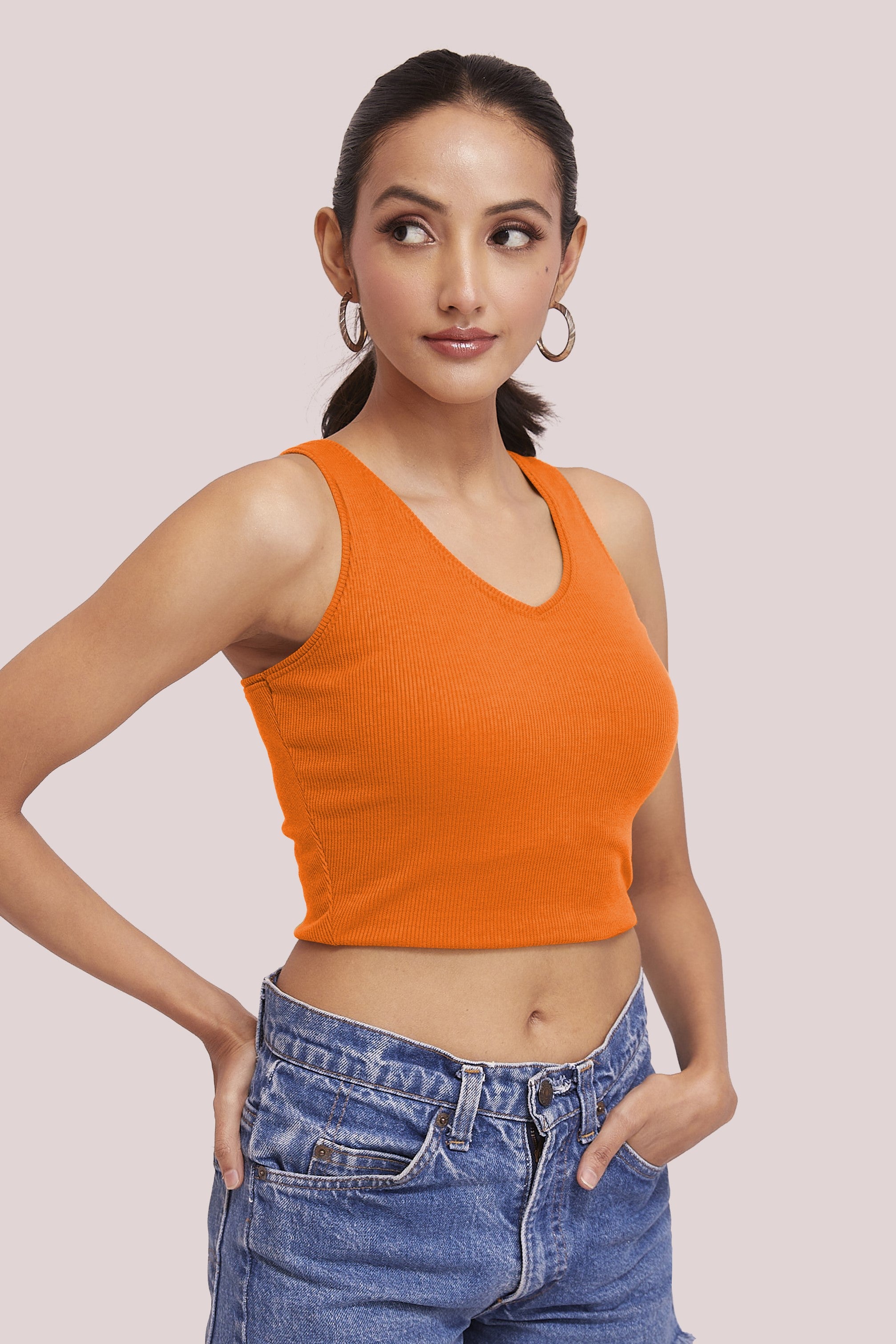 Black Ribbed Scoop Neck Sleeveless Crop Top